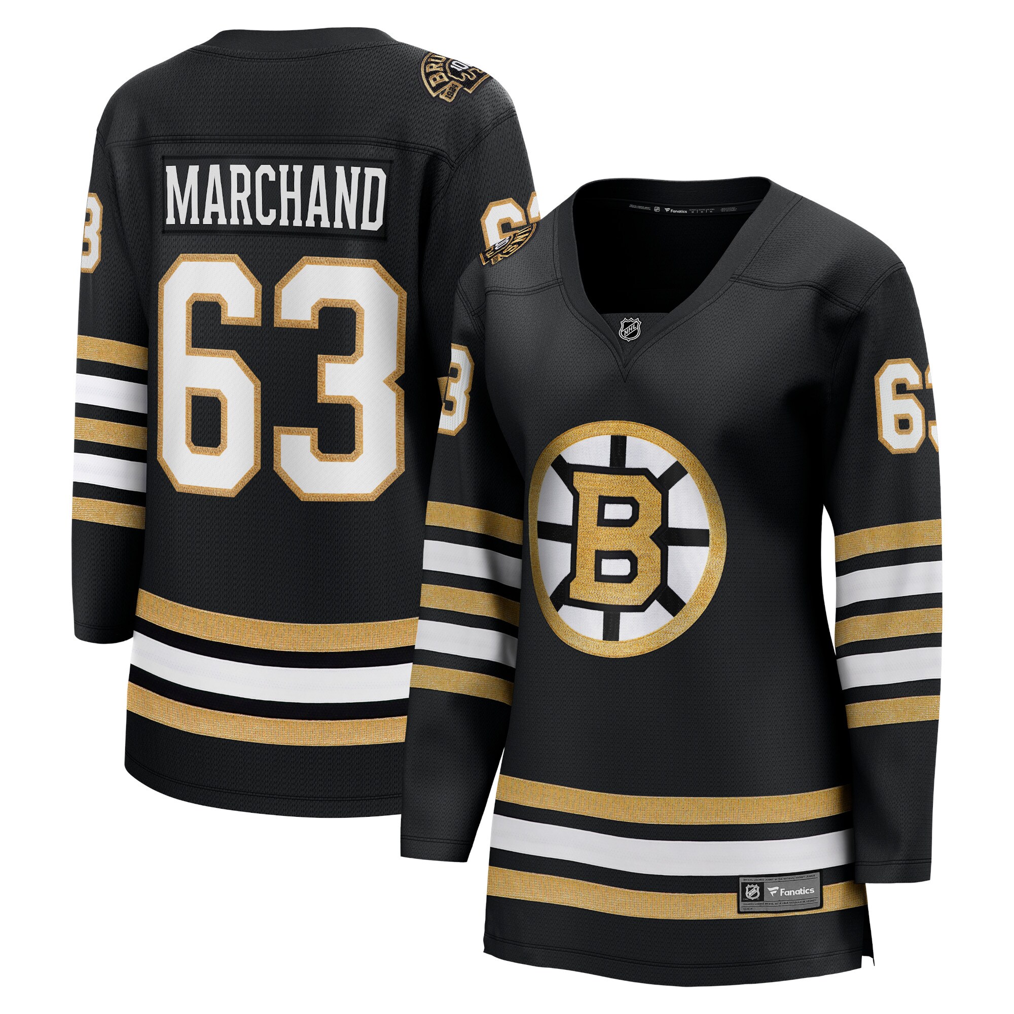 Brad Marchand Boston Bruins Fanatics Women’s 100th Anniversary Premier Breakaway  Jersey – Black