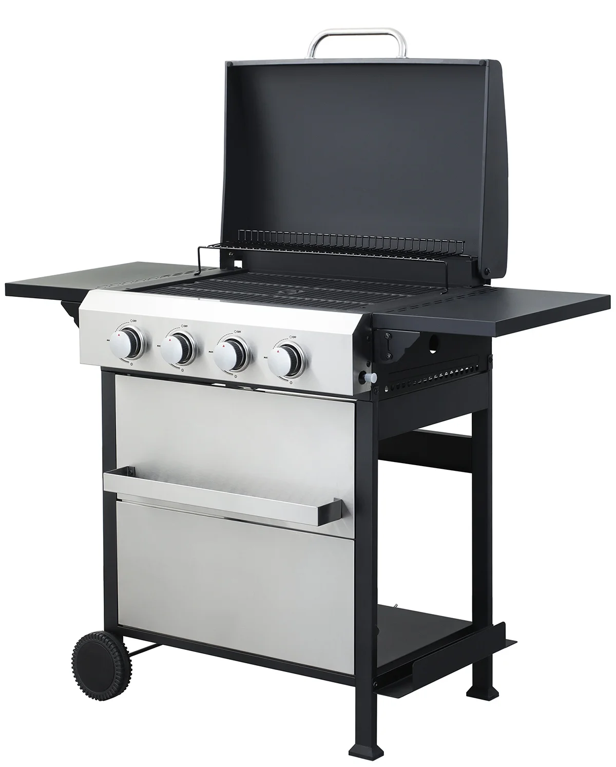 Seizeen 2-IN-1 Combo Grill for Outdoor BBQ, 4-Burner 49200BTU Gas Propane Grill & Gribble, Multifunctional Camping Grill w/17����x23���� Stainless Steel Plate, Foldable Side Table