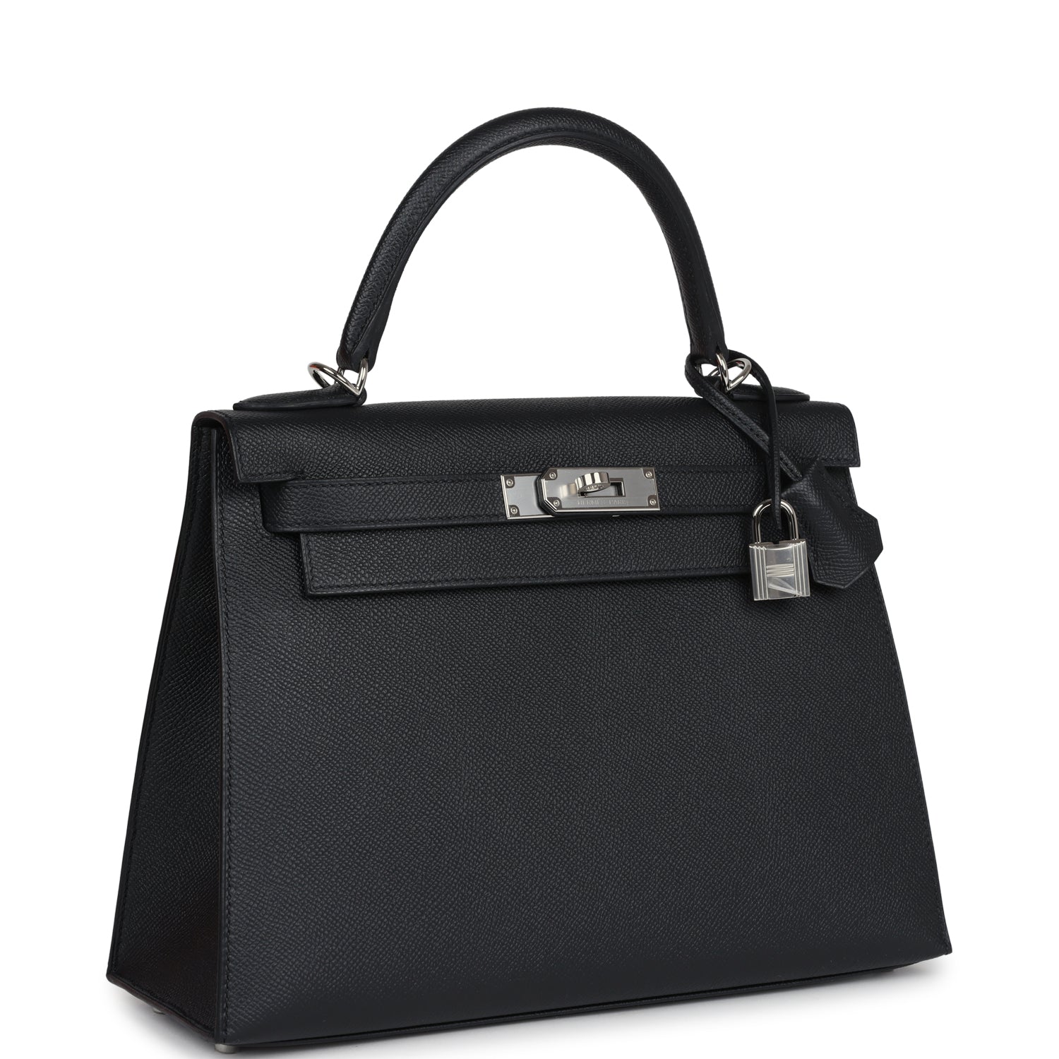 Kelly Sellier 28 Black Epsom Palladium Hardware