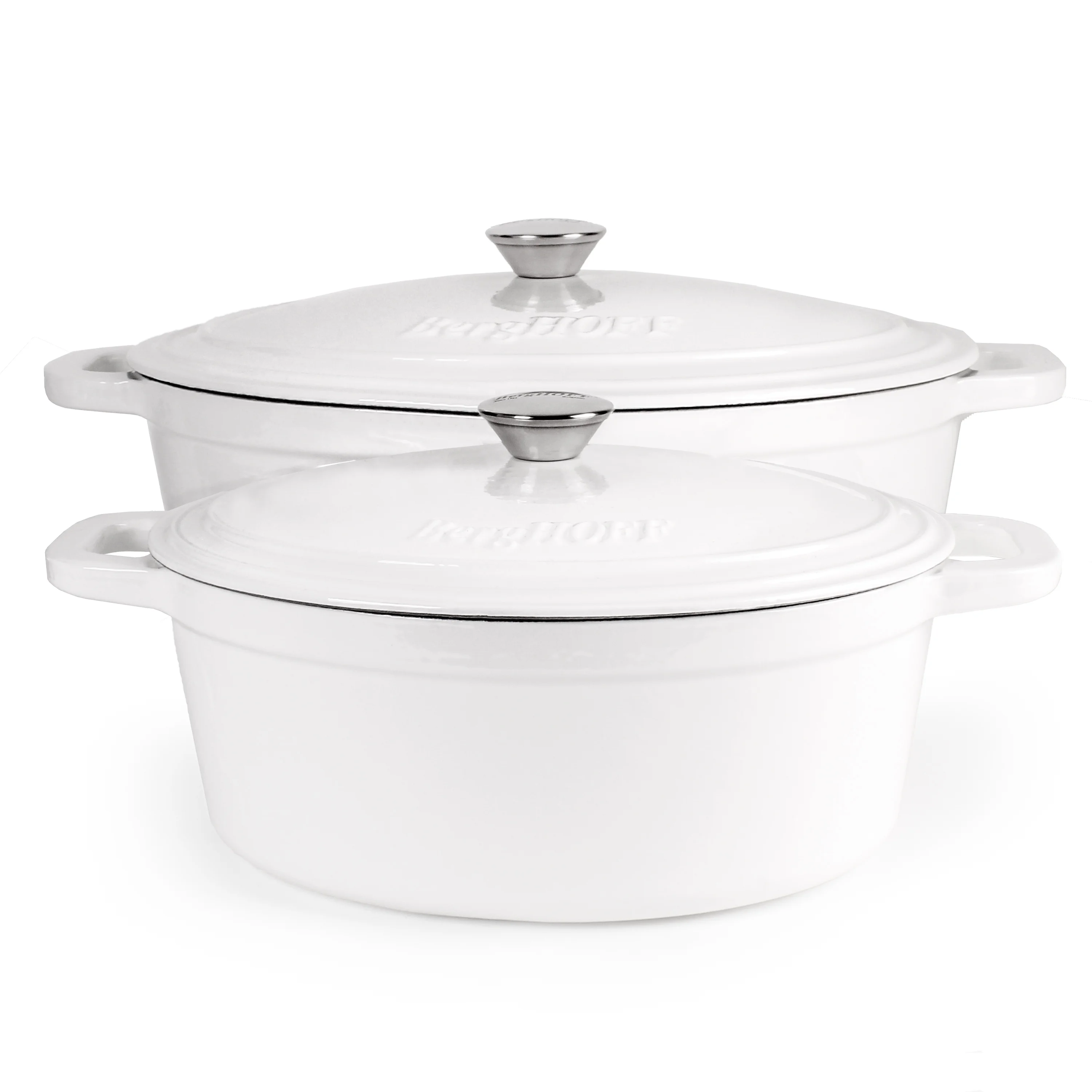 BergHOFF Neo 4Pc Cast Iron Set: 5qt. & 7qt. Covered Dutch Ovens, Green