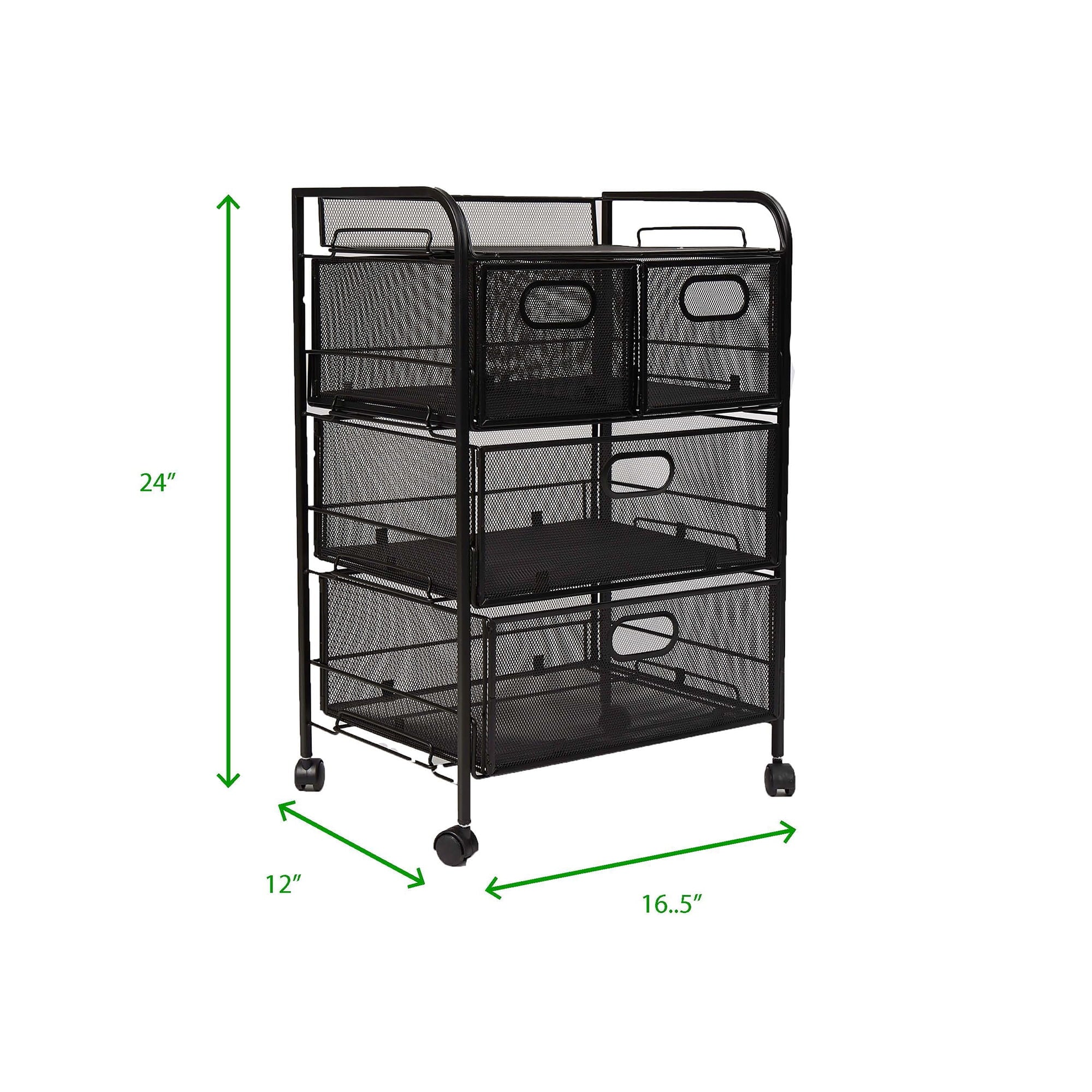 Mind Reader Mesh 4 Drawer Rolling Mesh Office Cart, Metal Storage Drawers, File Storage Cart, Utility Cart, Black
