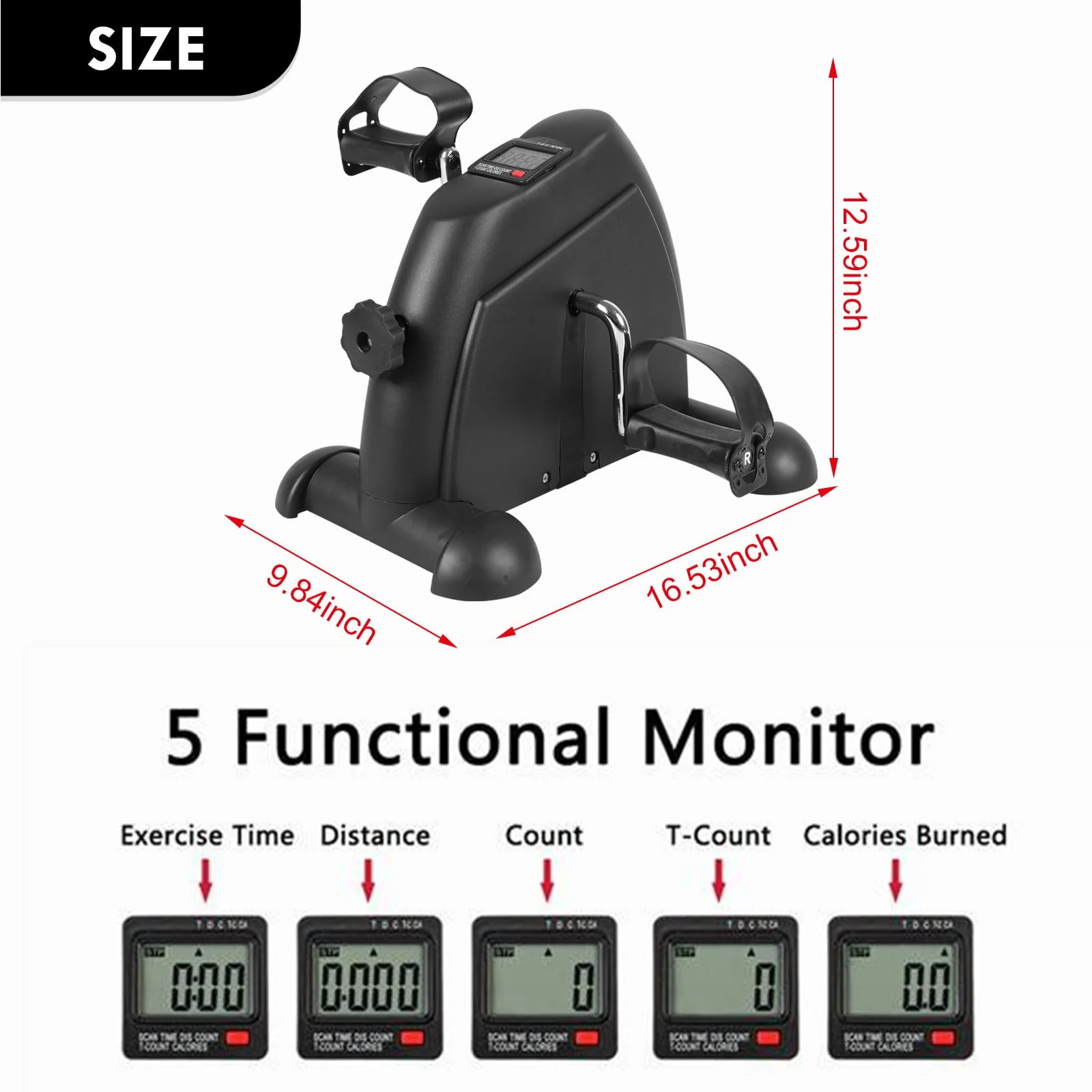 Desk Bike Pedal Exerciser, Mini Exercise Bike Stepper Indoor Exercise, Elder Bike Pedal Exerciser Under Desk Fitness Equipment with LCD Screen Display
