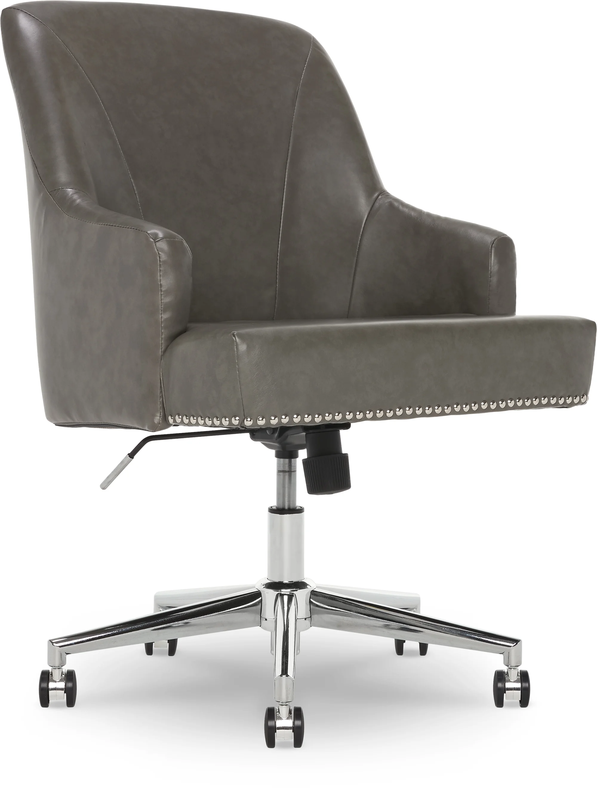 Serta Leighton Home Office Desk Chair Chrome Nailheads Twill Fabric Lilac Purple