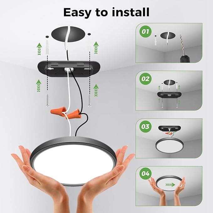 LED Ceiling Light Fixture, 6.5-Inch 12W 1200lm Small Flush Mount Light