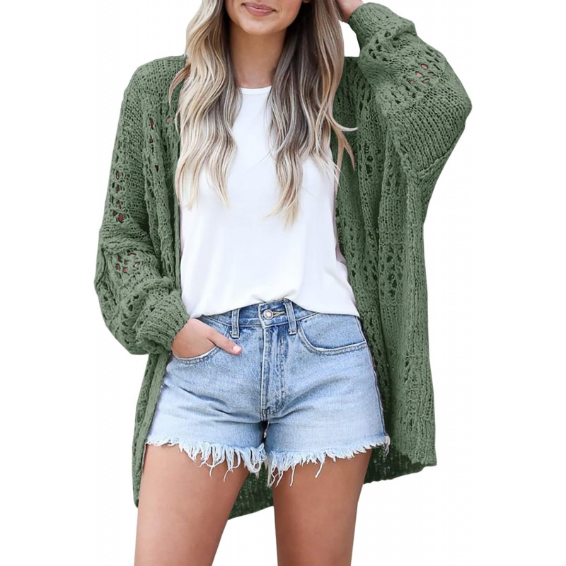Women's Crochet Cardigan Sweater Kimonos Boho Solid