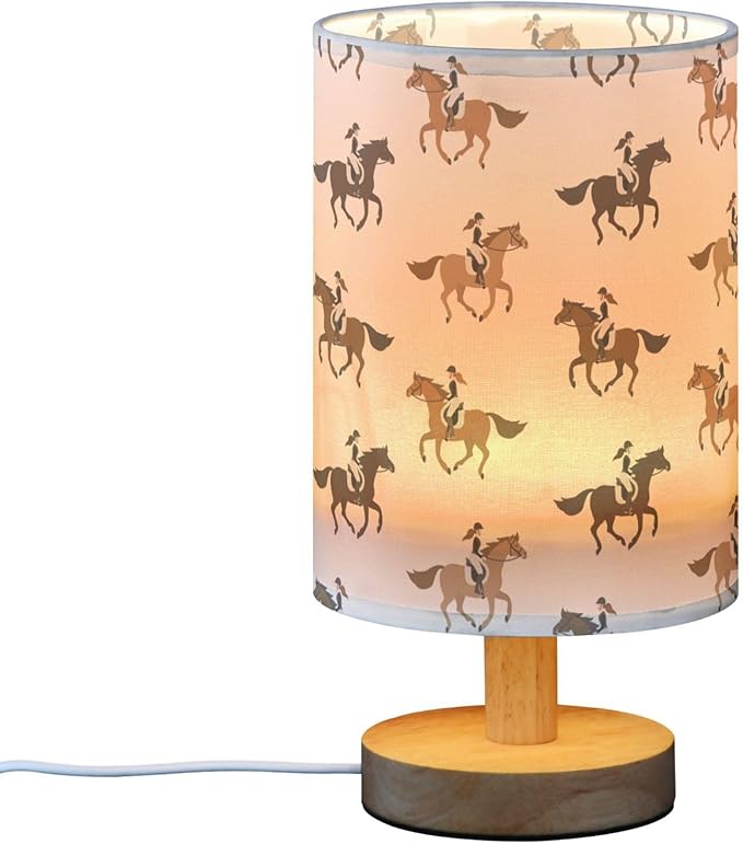 Table Lamp Cowgirl on Horse Pattern Nightstand Lamp