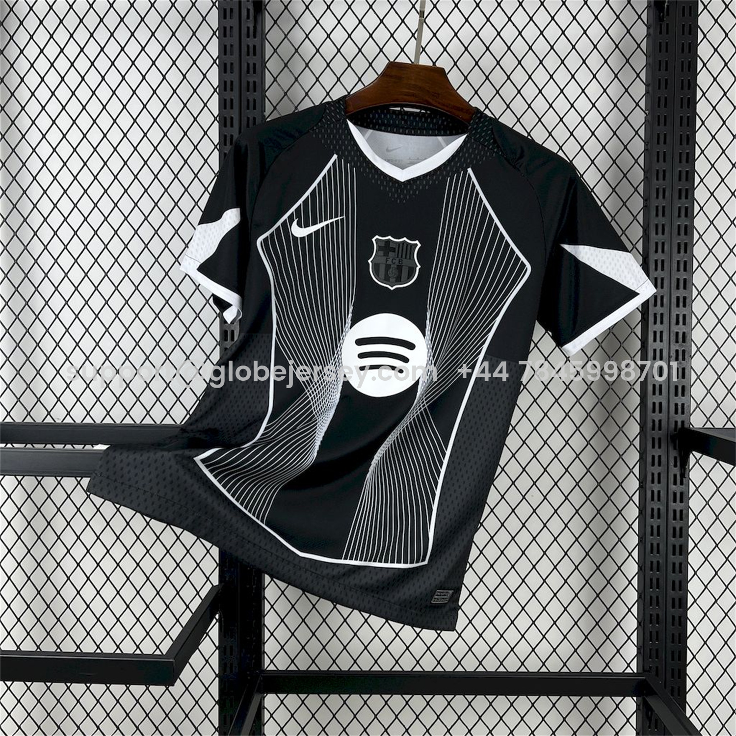 Barcelona 25-26 T90 White Lines Black Jersey - Fans Version