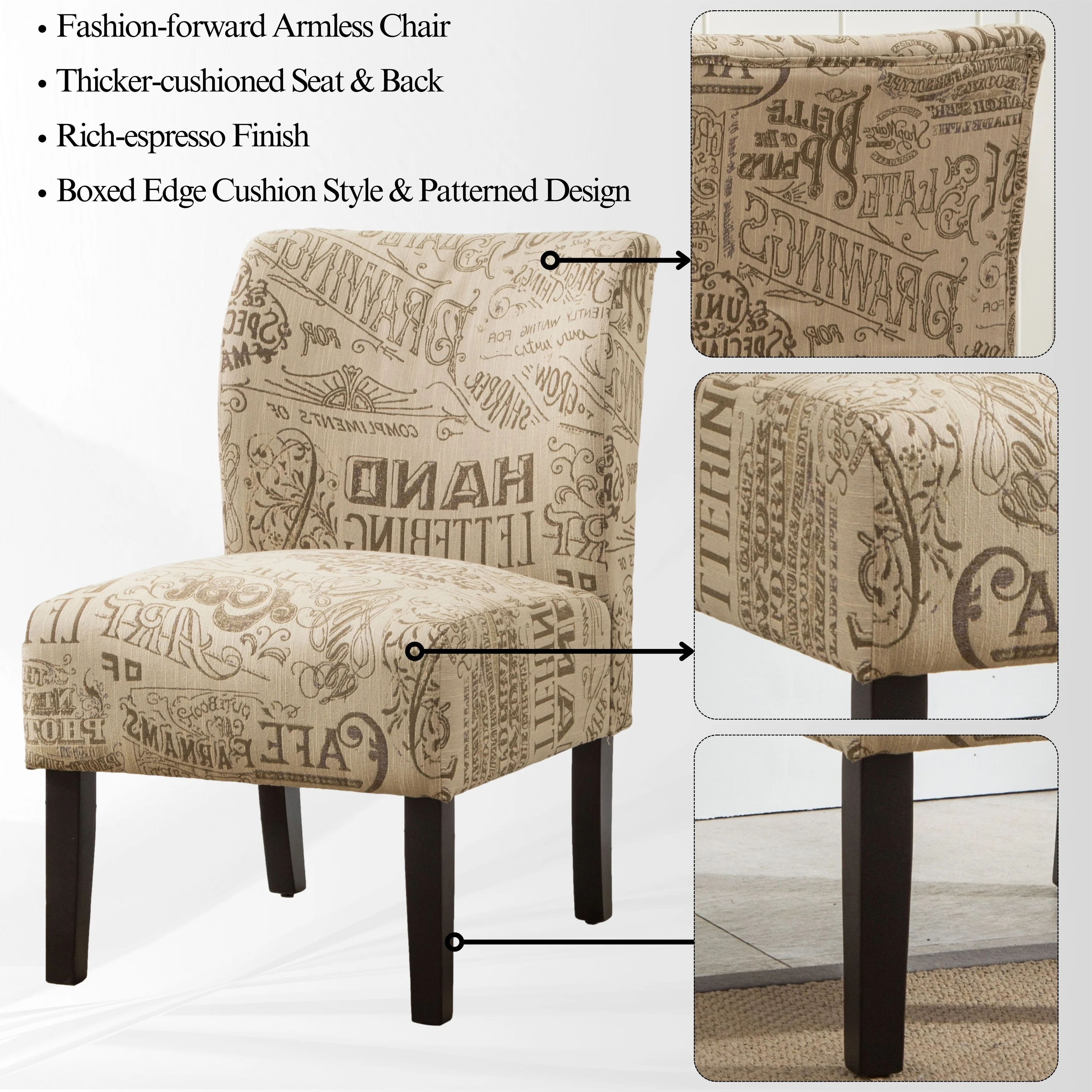 The Curated Nomad  Pavilion Upholstered Armless Accent Slipper Chair Natural Floral