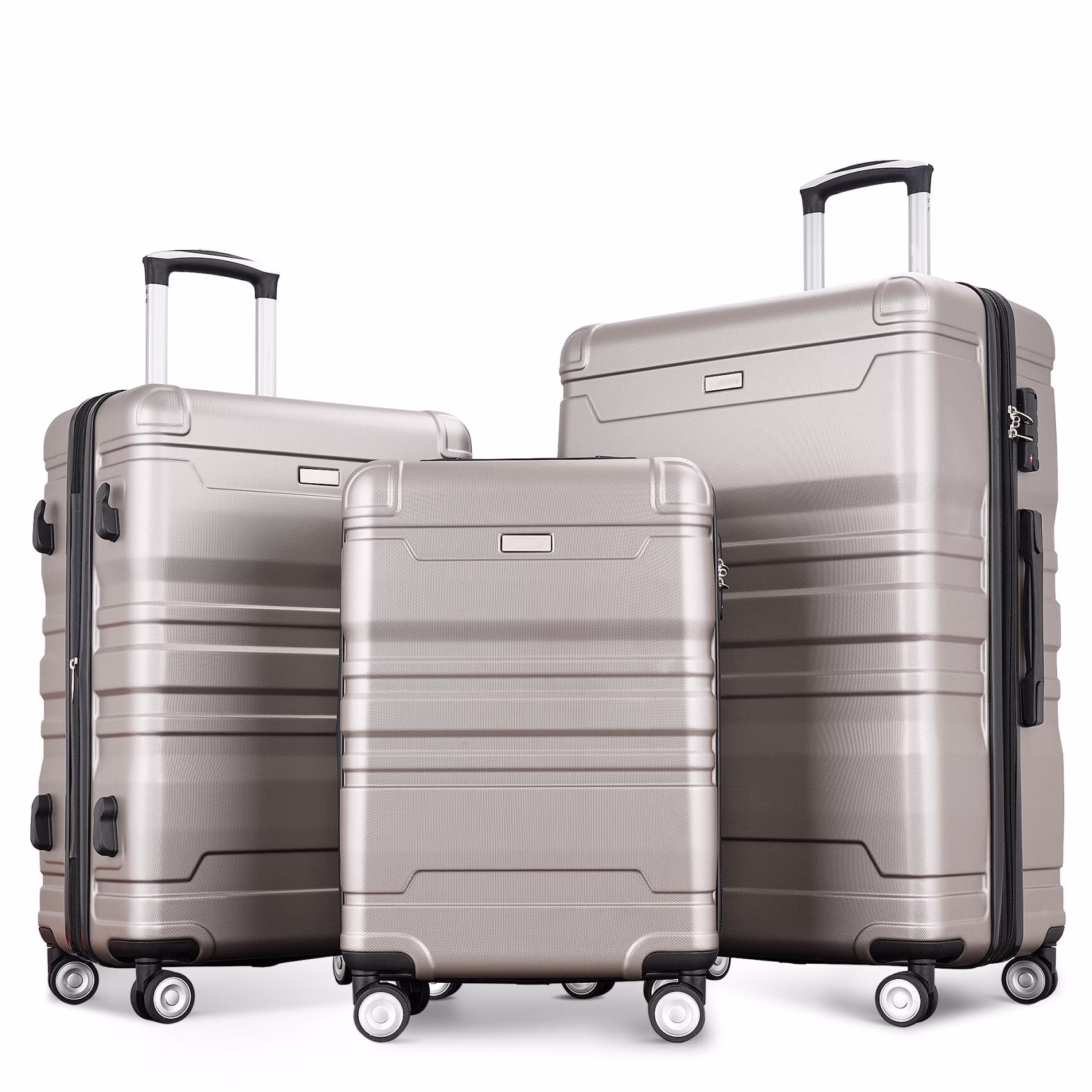 Luggage Sets New Model Expandable ABS Hardshell 3pcs Clearance Luggage Hardside Lightweight Durable Suitcase sets Spinner Wheels Suitcase with TSA Lock 20''24''28''(blue and brown)