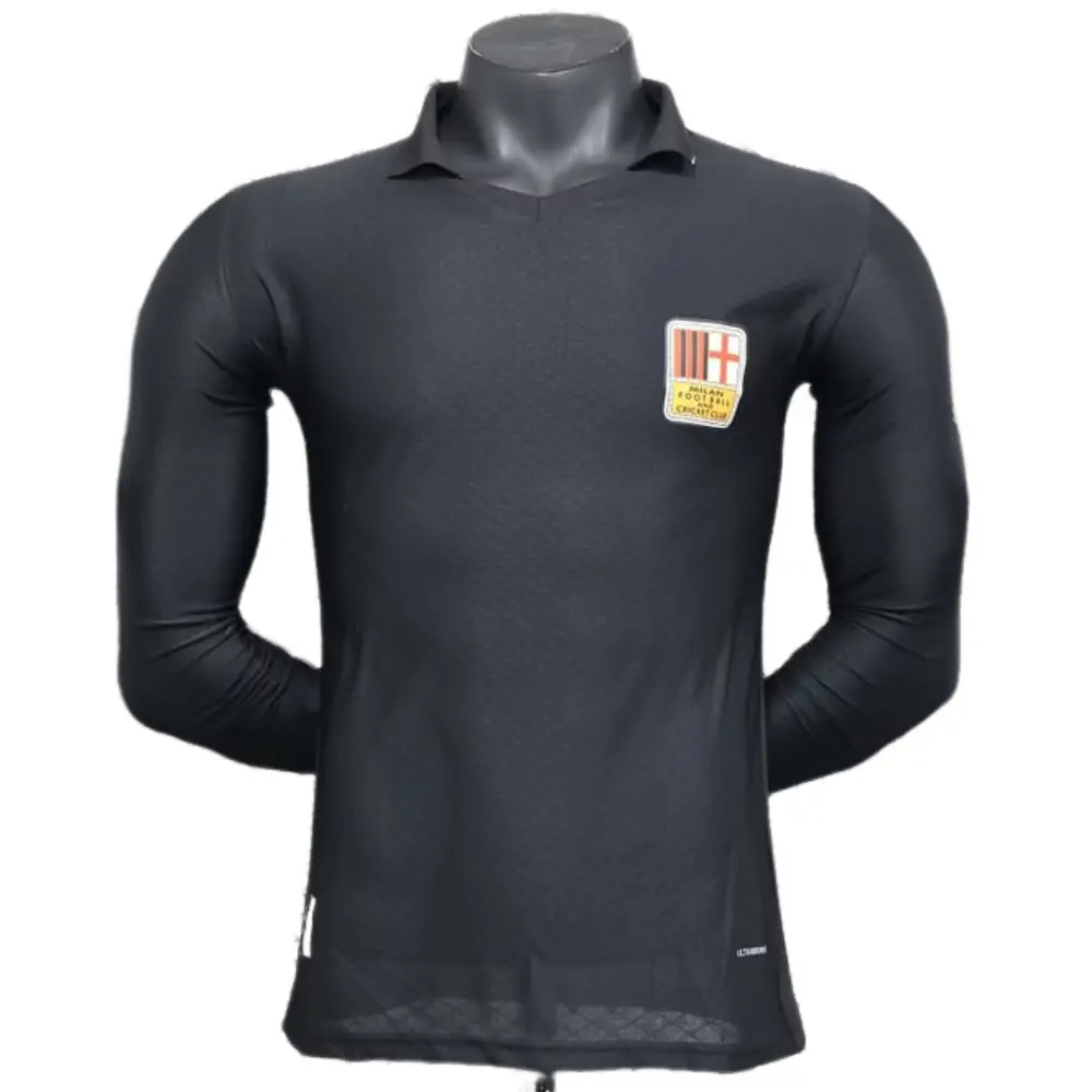 2025-26 New Season AC Milan Anniversary Edition Black Long Sleeve Jersey - Player Edition