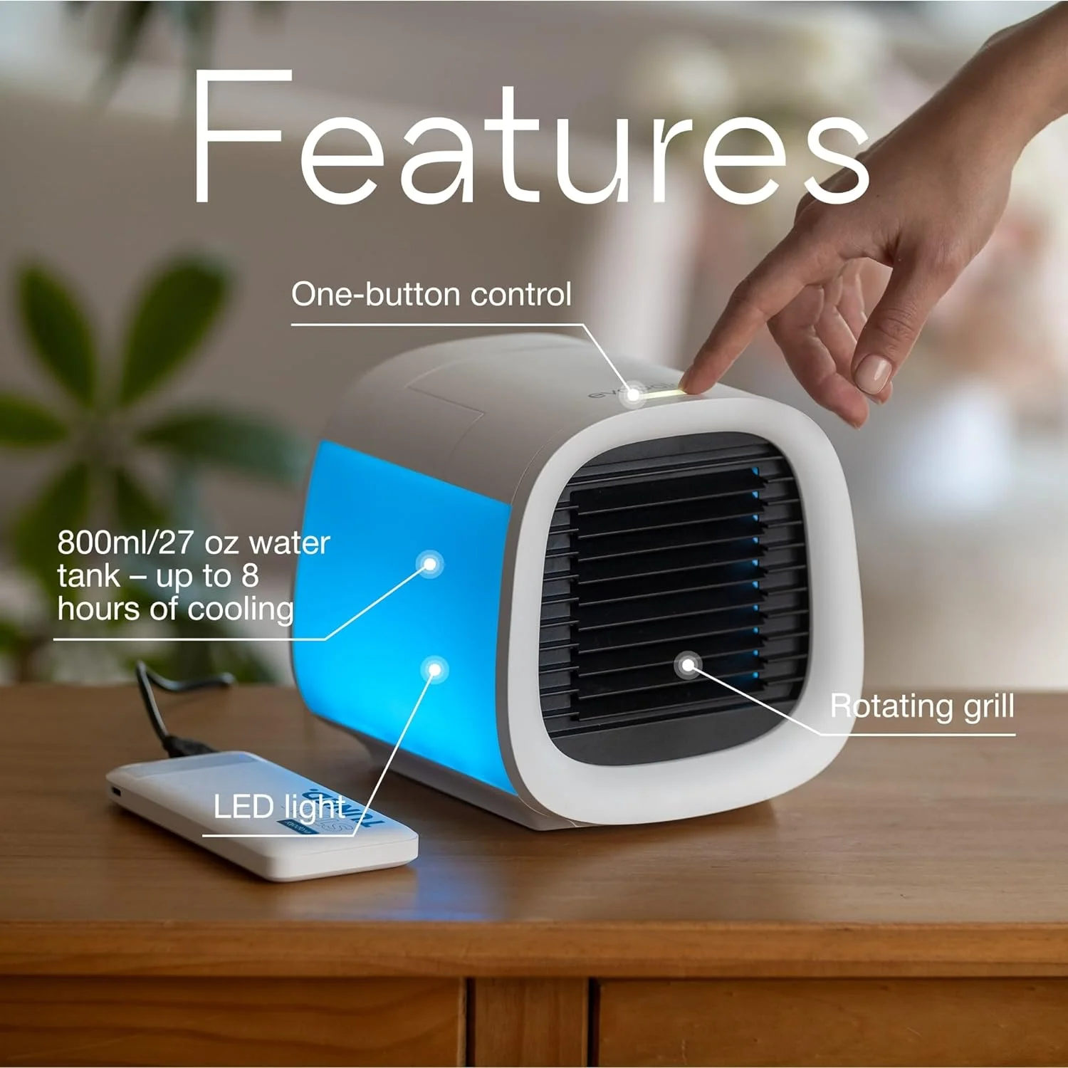 Evapolar evaCHILL Portable Air Conditioners - Portable AC Unit - Small Personal Evaporative Air Cooler & Fan for Desk, Office, Car, Camping, Grey