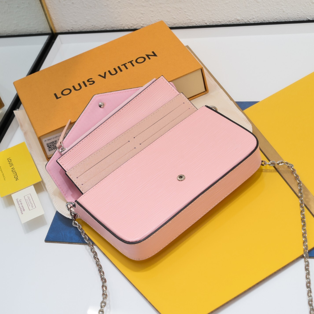Louis Vuitton Félicie Pochette Epi Rose Ballerine 8.3 Inches M82477