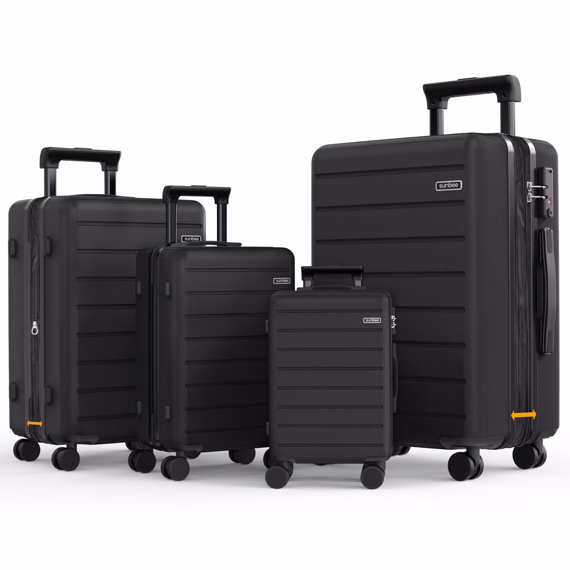 Sunbee 4 Piece Luggage Sets, Expandable Durable Hard Shell Suitcase Set Double Wheels TSA Lock, Blue