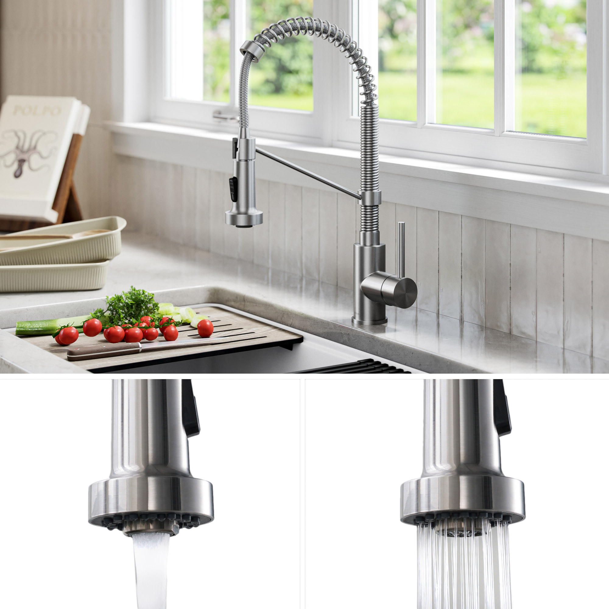 KRAUS 32' Undermount Single Bowl Granite Kitchen Sink with Commercial Kitchen Faucet