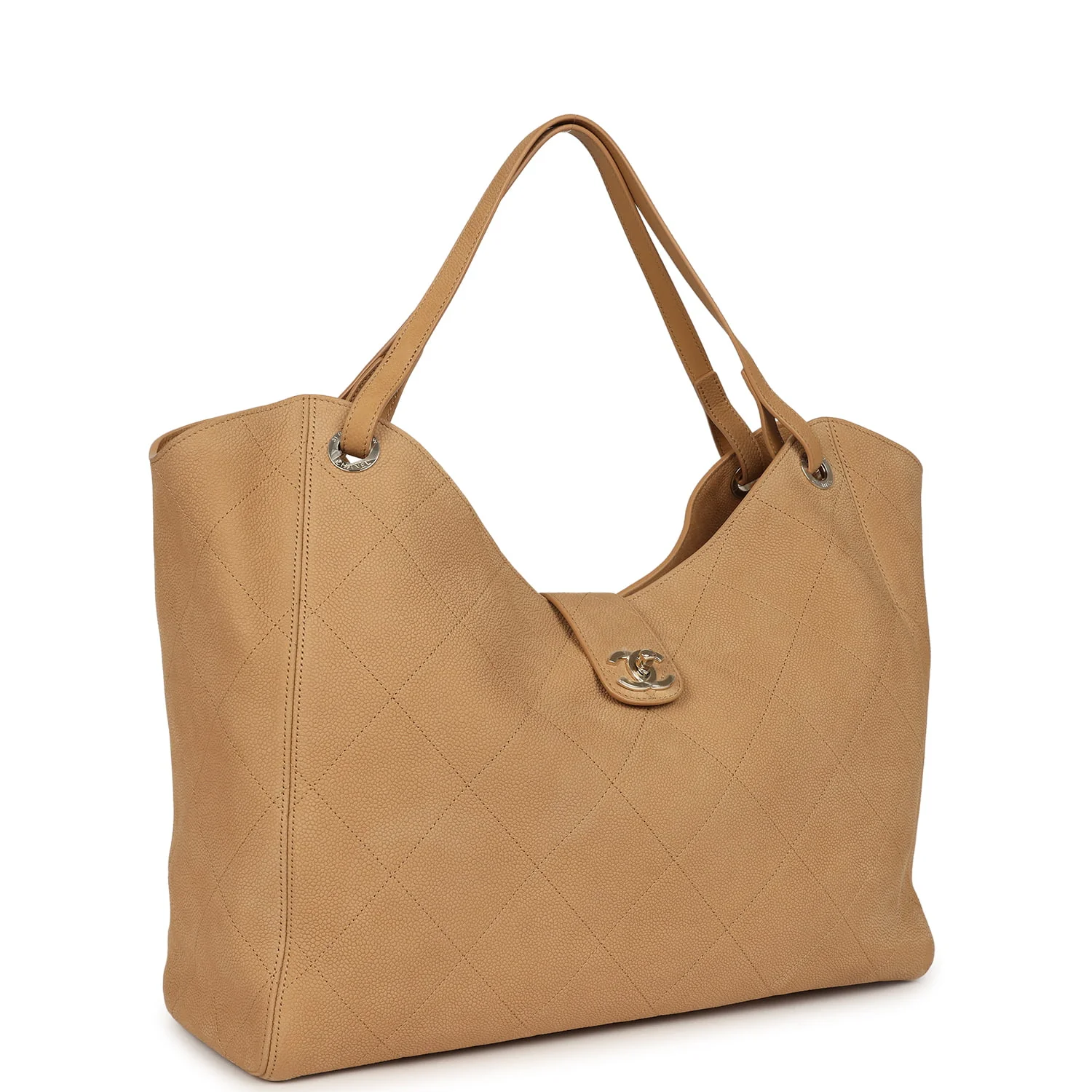 Maxi Shopping Bag Beige Grained Nubuck Calfskin Light Gold Hardware