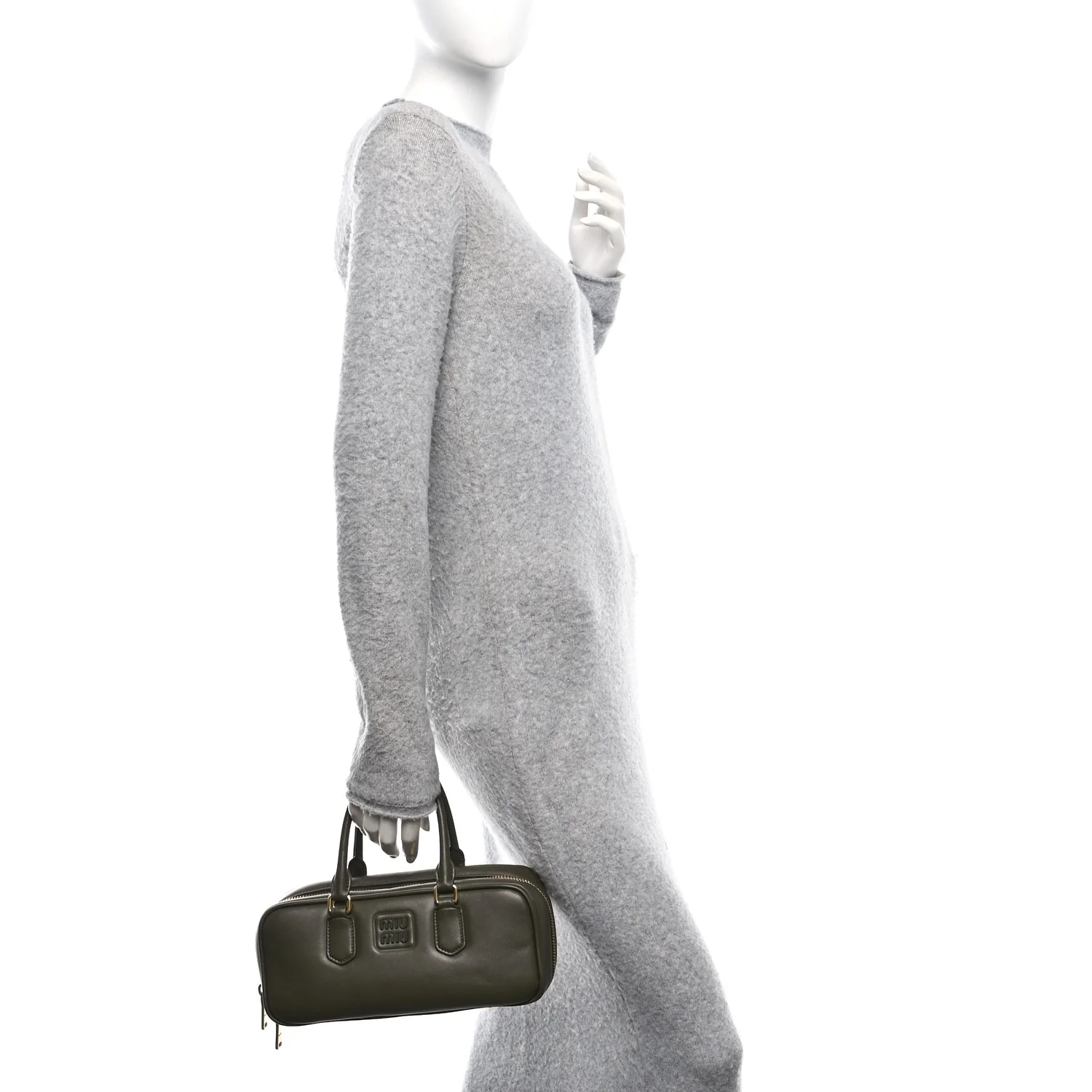 Calfskin Arcadie Top Handle Bag Military Green