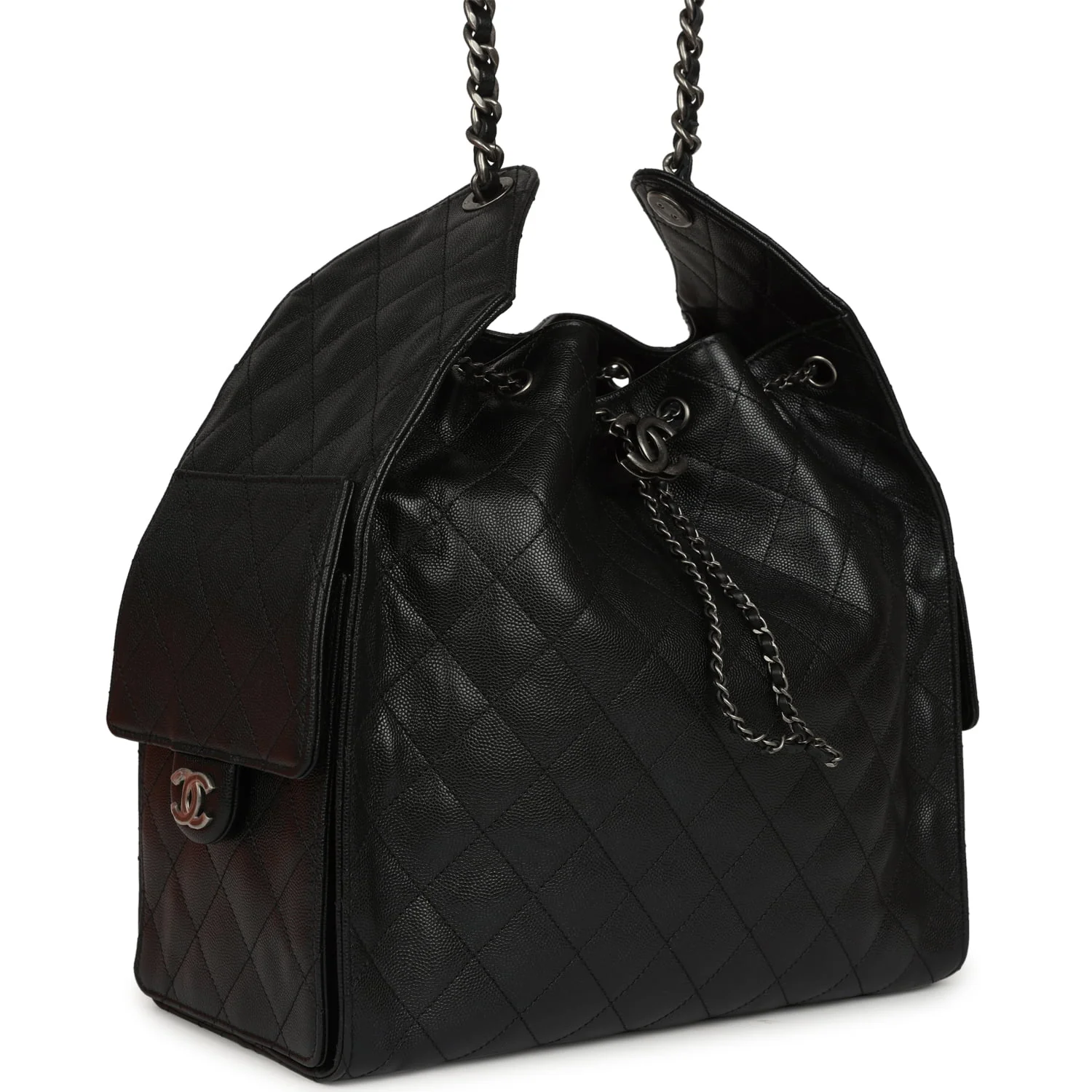 Medium 25 Hobo Bag Black Caviar Aged Ruthenium Hardware