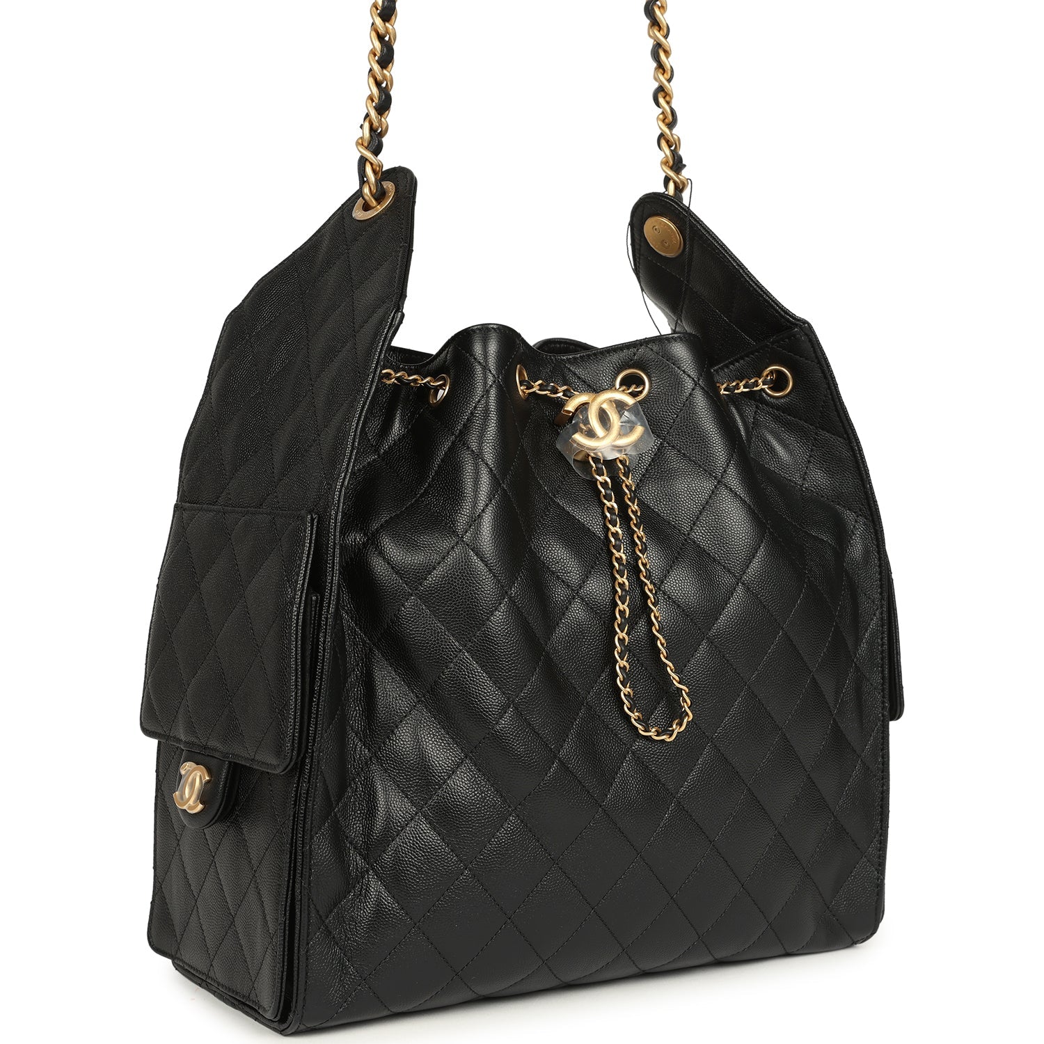 Medium 25 Hobo Bag Black Caviar Antique Gold Hardware