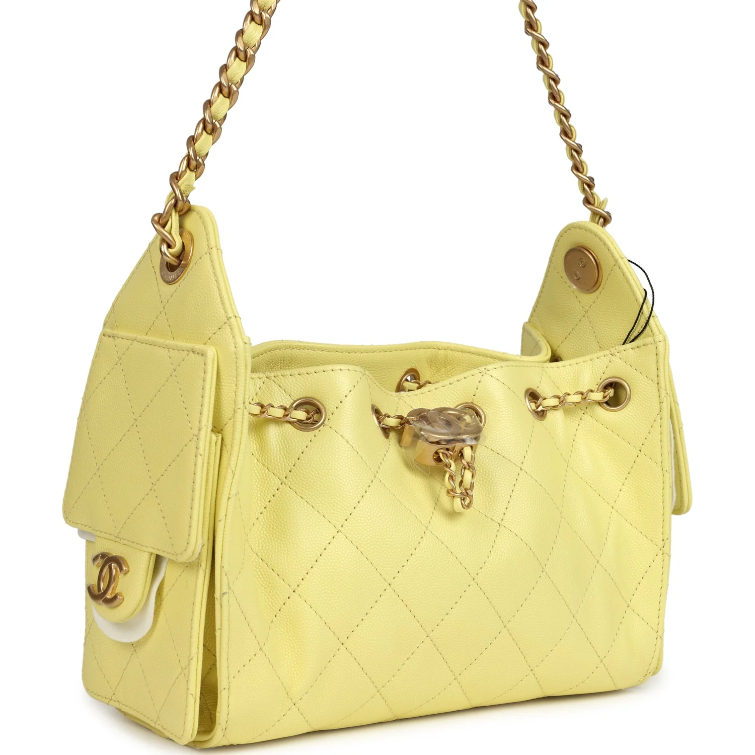 Mini 25 Hobo Bag Light Yellow Caviar Antique Gold Hardware