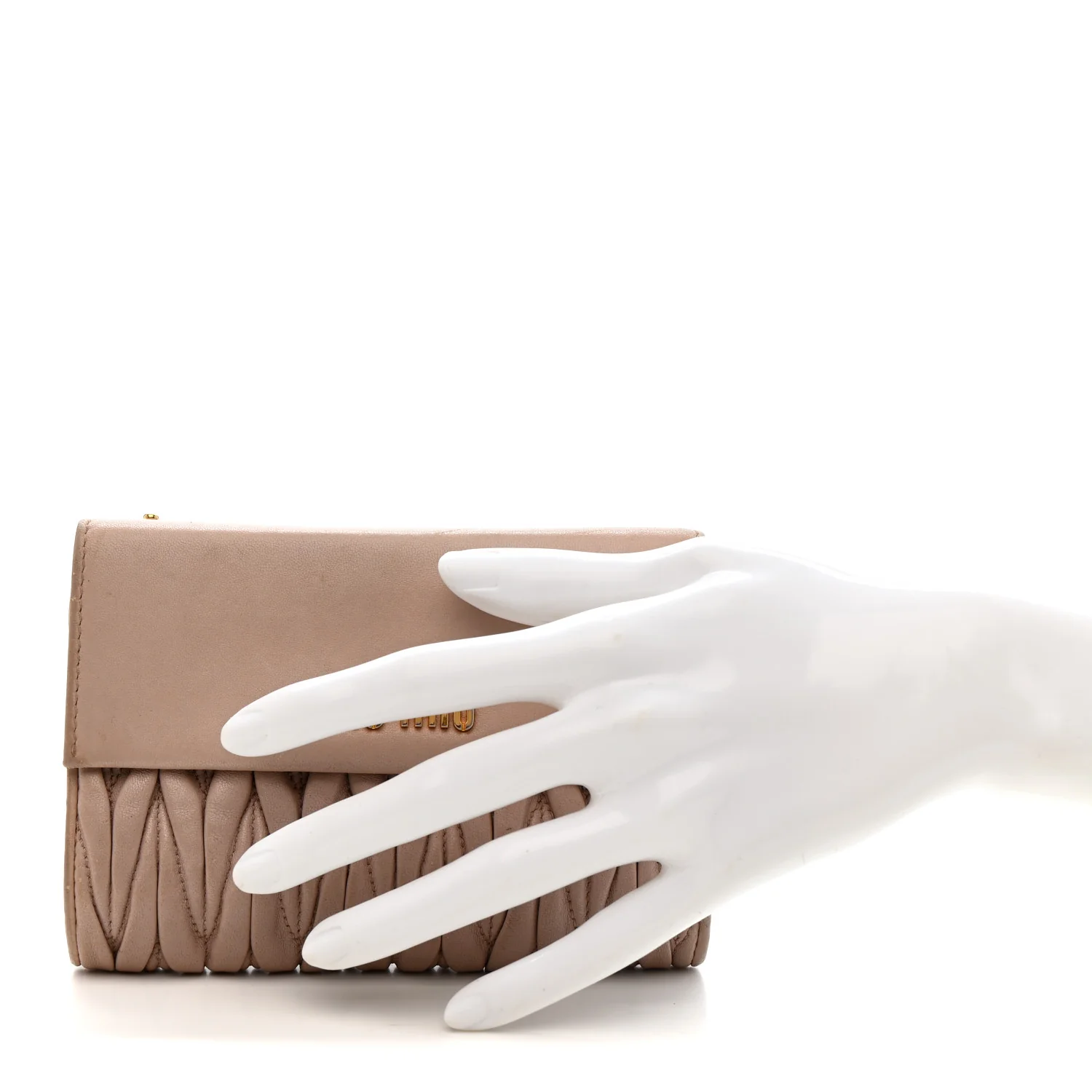 Nappa Matelasse Flap Tri-Fold Wallet Cammeo