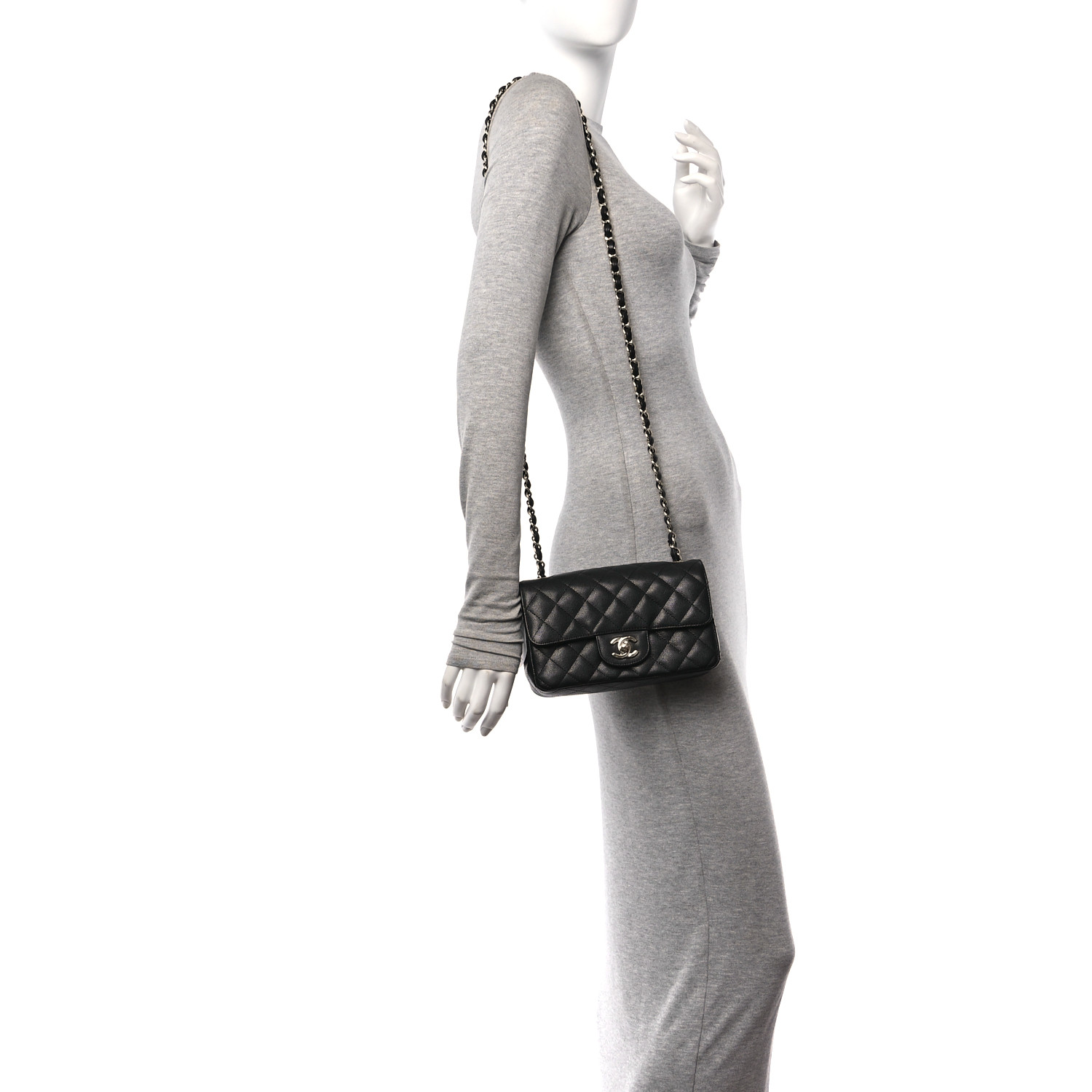 Caviar Quilted Mini Rectangular Flap Black