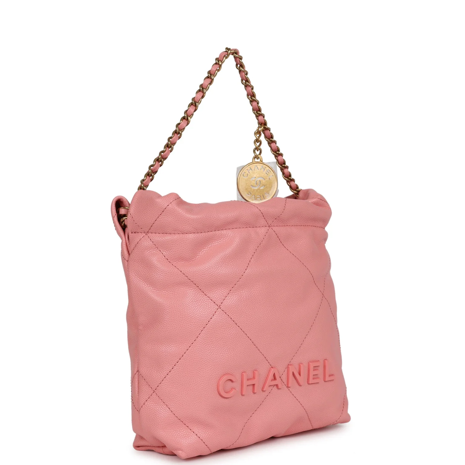 Mini 22 Bag Pink Shiny Calfskin Lacquered Gold Hardware