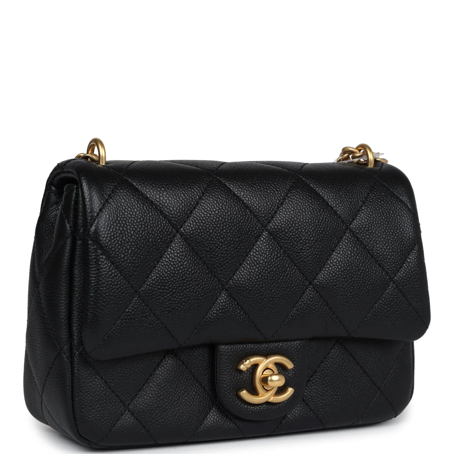 Mini Sweetheart Crush Square Flap Bag Black Caviar Antique Gold Hardware