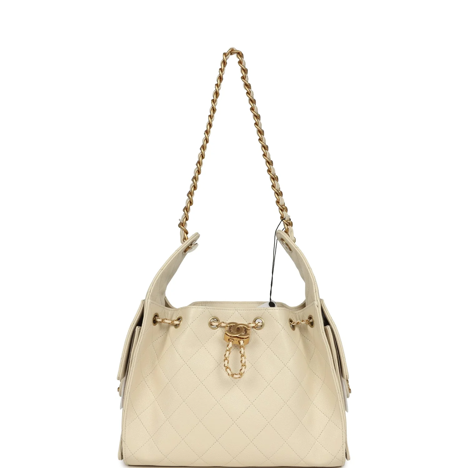 Small 25 Hobo Bag Light Beige Caviar Antique Gold Hardware