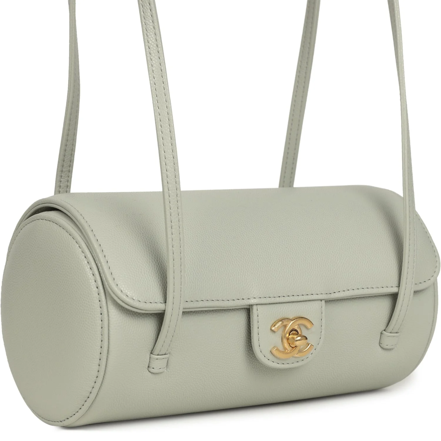 Preppy Coco Bowling Bag Light Green Shiny Caviar Brushed Gold Hardware