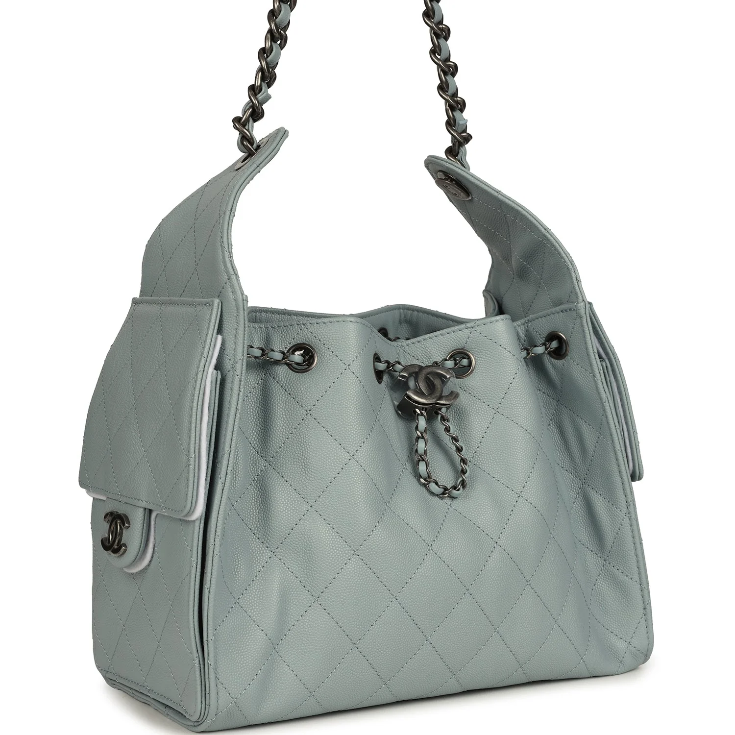 Mini 25 Hobo Bag Light Blue Caviar Aged Ruthenium Hardware