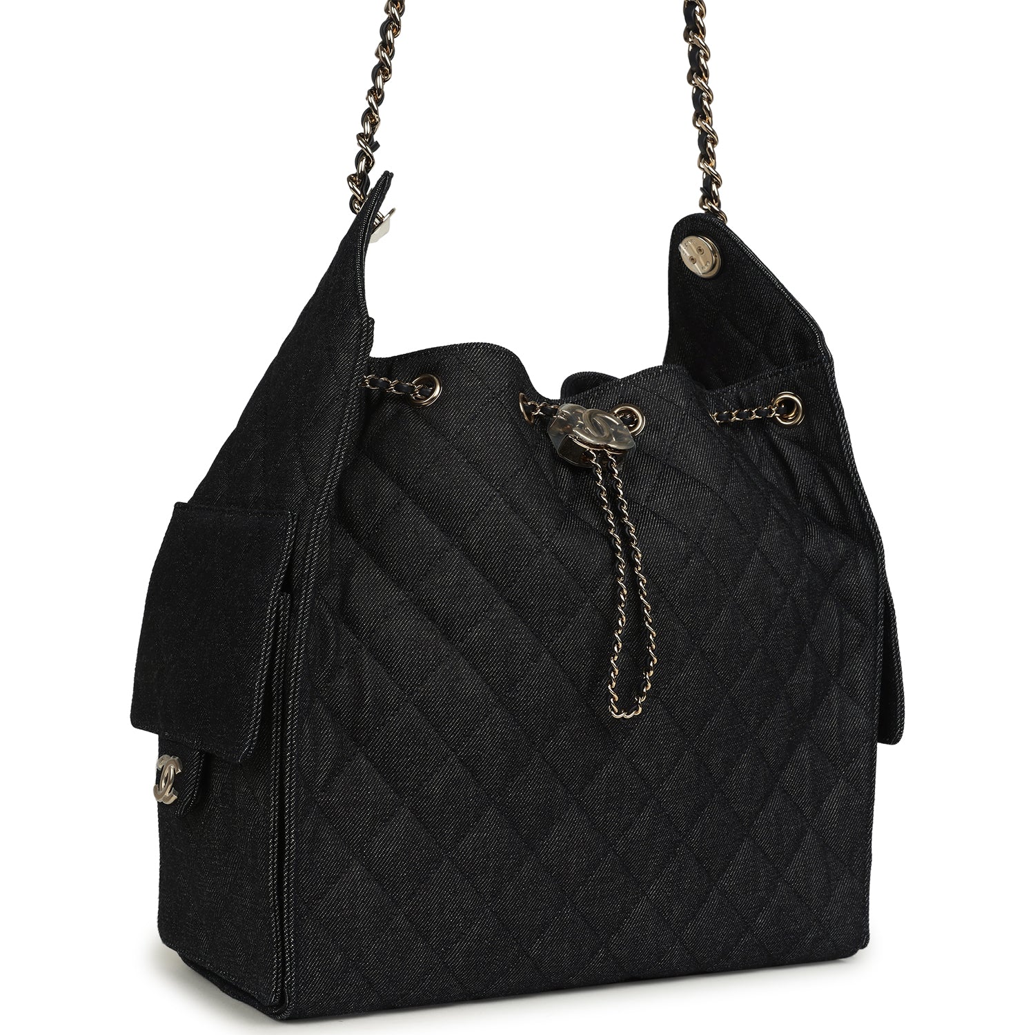 Medium 25 Hobo Bag Dark Denim Light Gold Hardware
