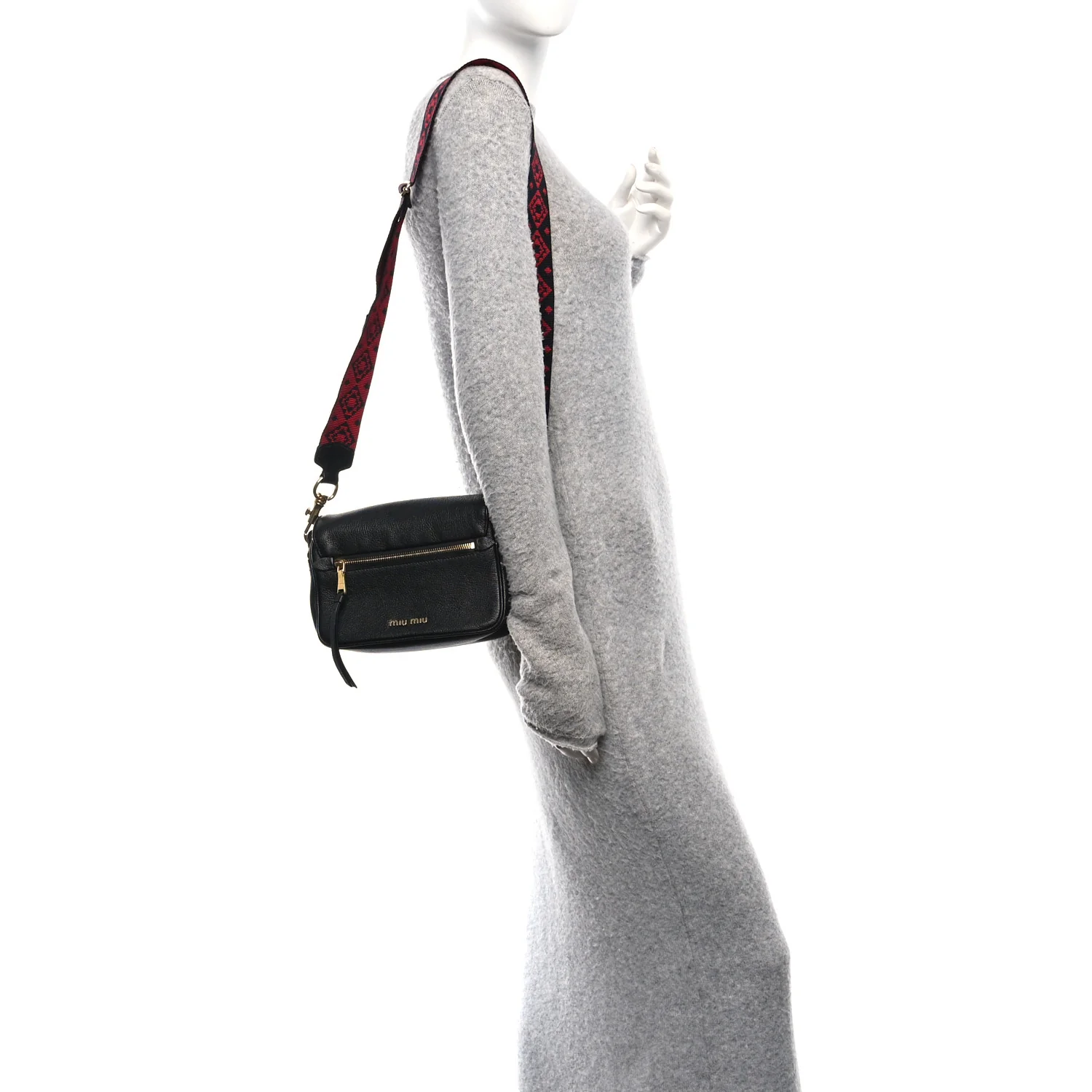 Goatskin Madras Crossbody Bag Black