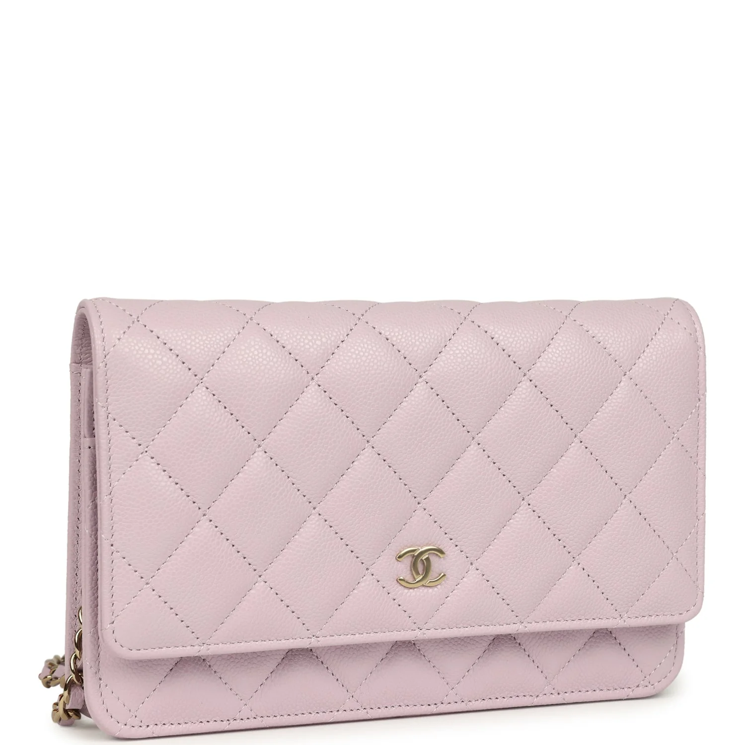 Wallet On Chain WOC Lilac Shiny Caviar Light Gold Hardware