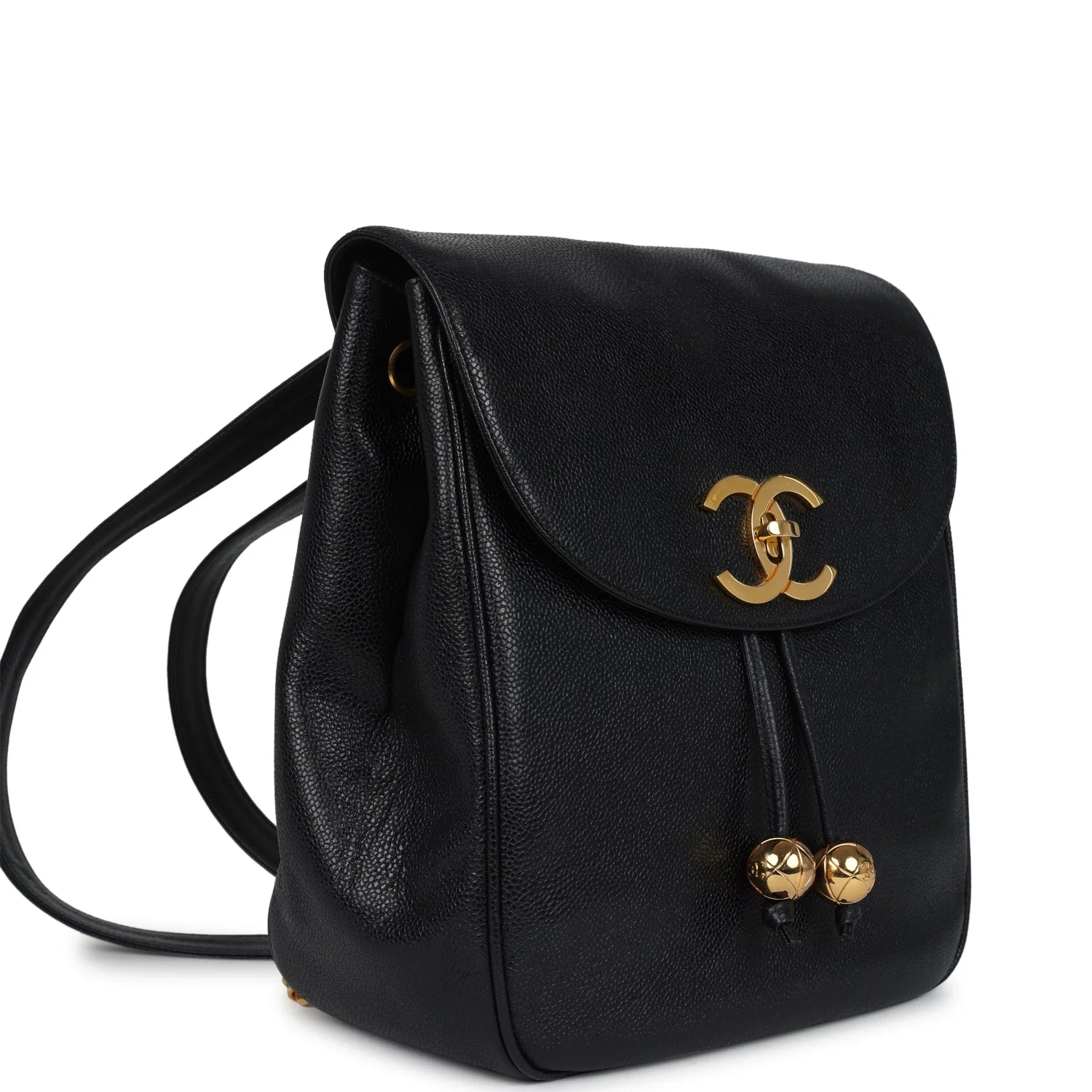 Vintage  Medium CC Backpack Black Caviar Gold Hardware