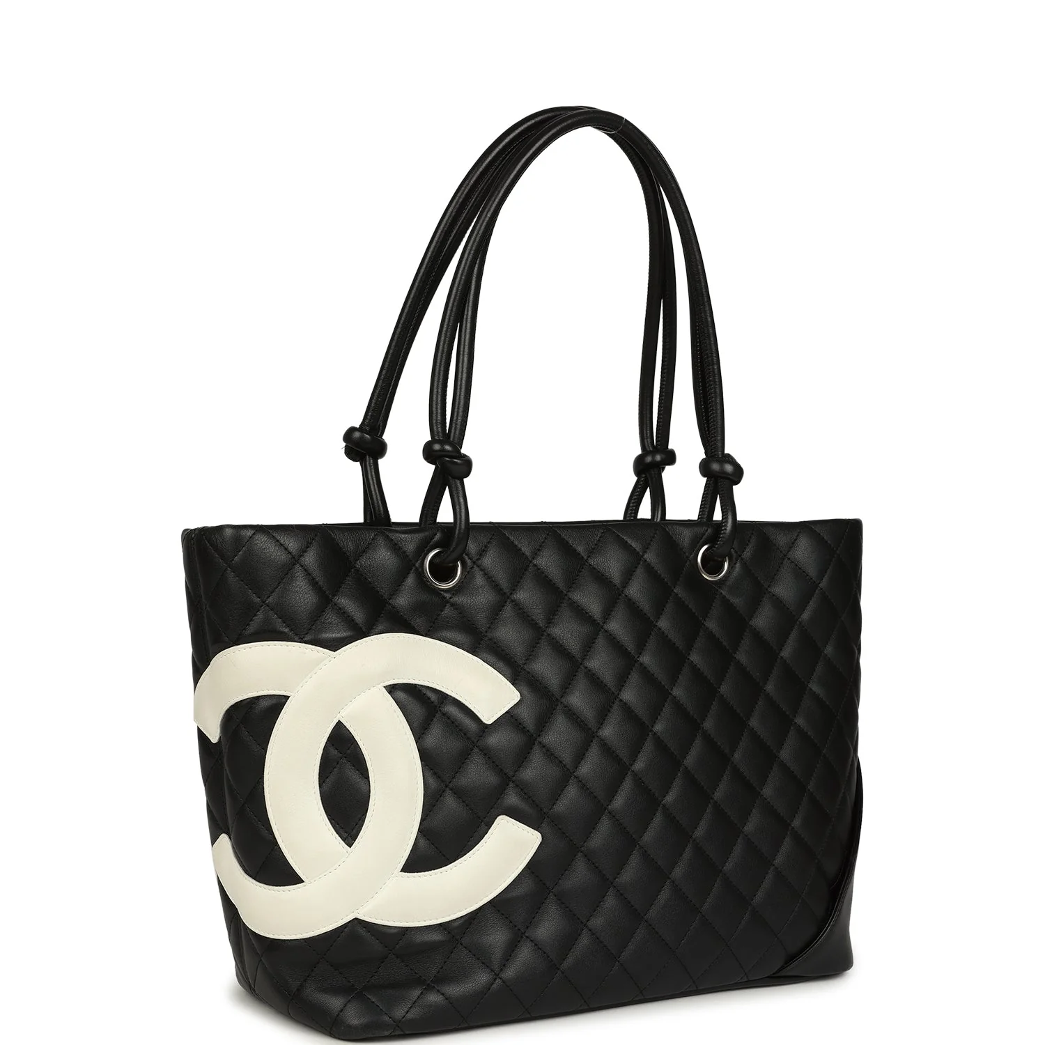 Vintage  Large Cambon Ligne Tote Black Calfskin Silver Hardware