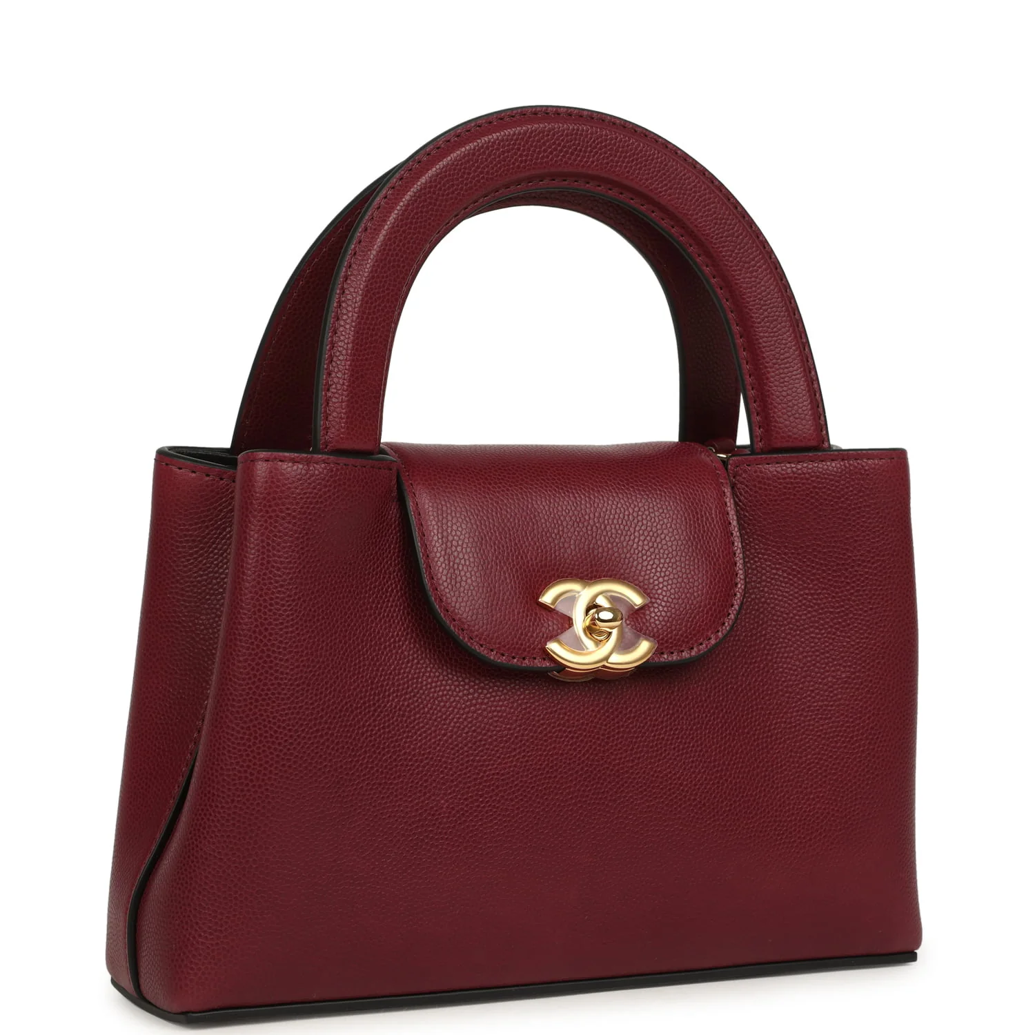 Small Kelly Shopper Dark Burgundy Caviar Gold Hardware