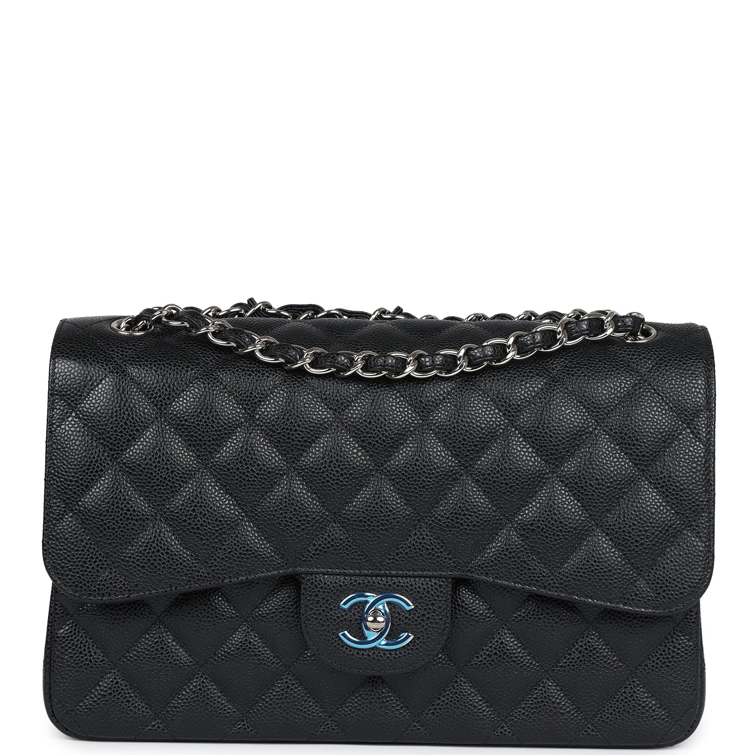 Jumbo Classic Double Flap Bag Black Caviar Silver Hardware