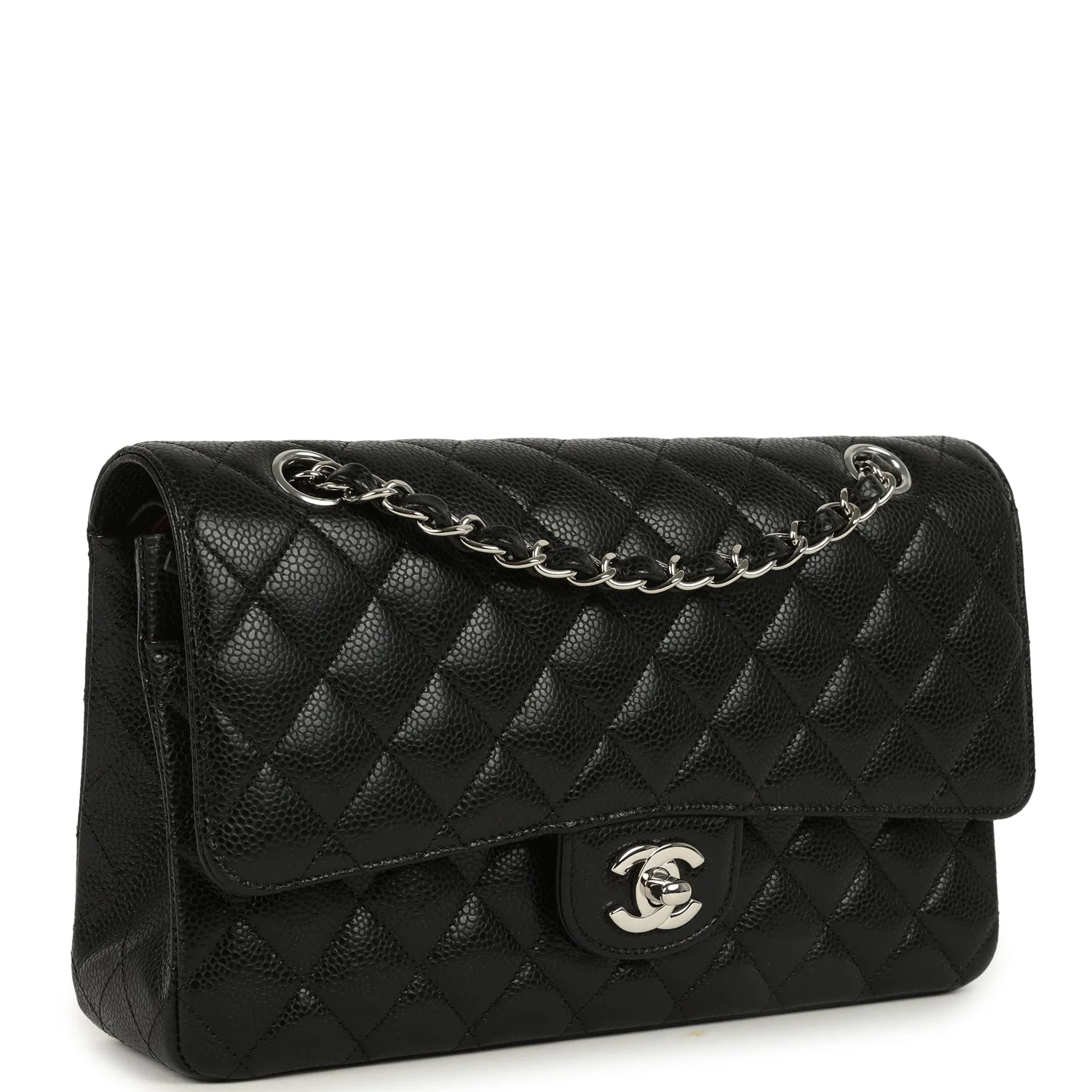 Medium Classic Double Flap Black Caviar Silver Hardware