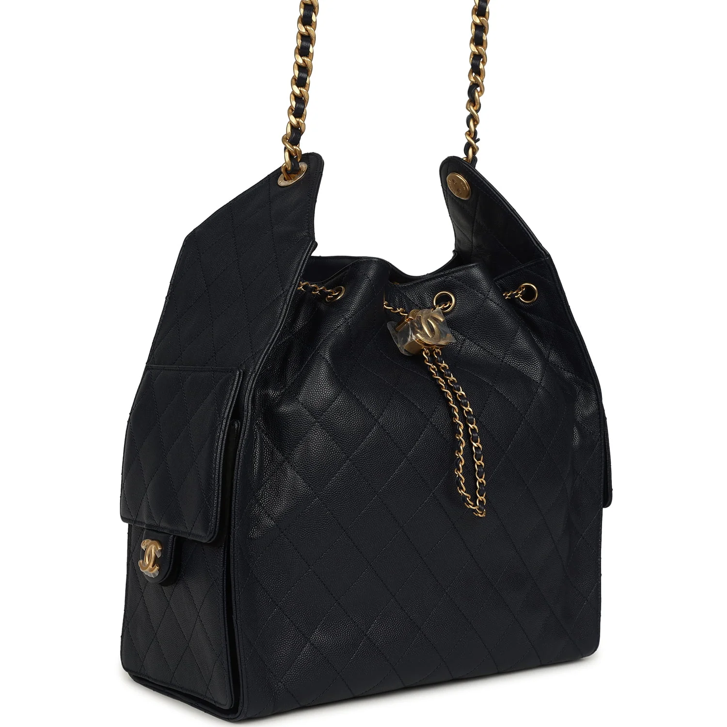 Medium 25 Hobo Bag Dark Navy Caviar Antique Gold Hardware