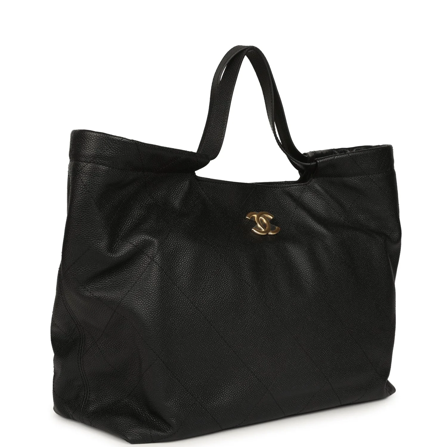 Maxi Coco Shopping Bag Black Caviar Brushed Gold Hardware
