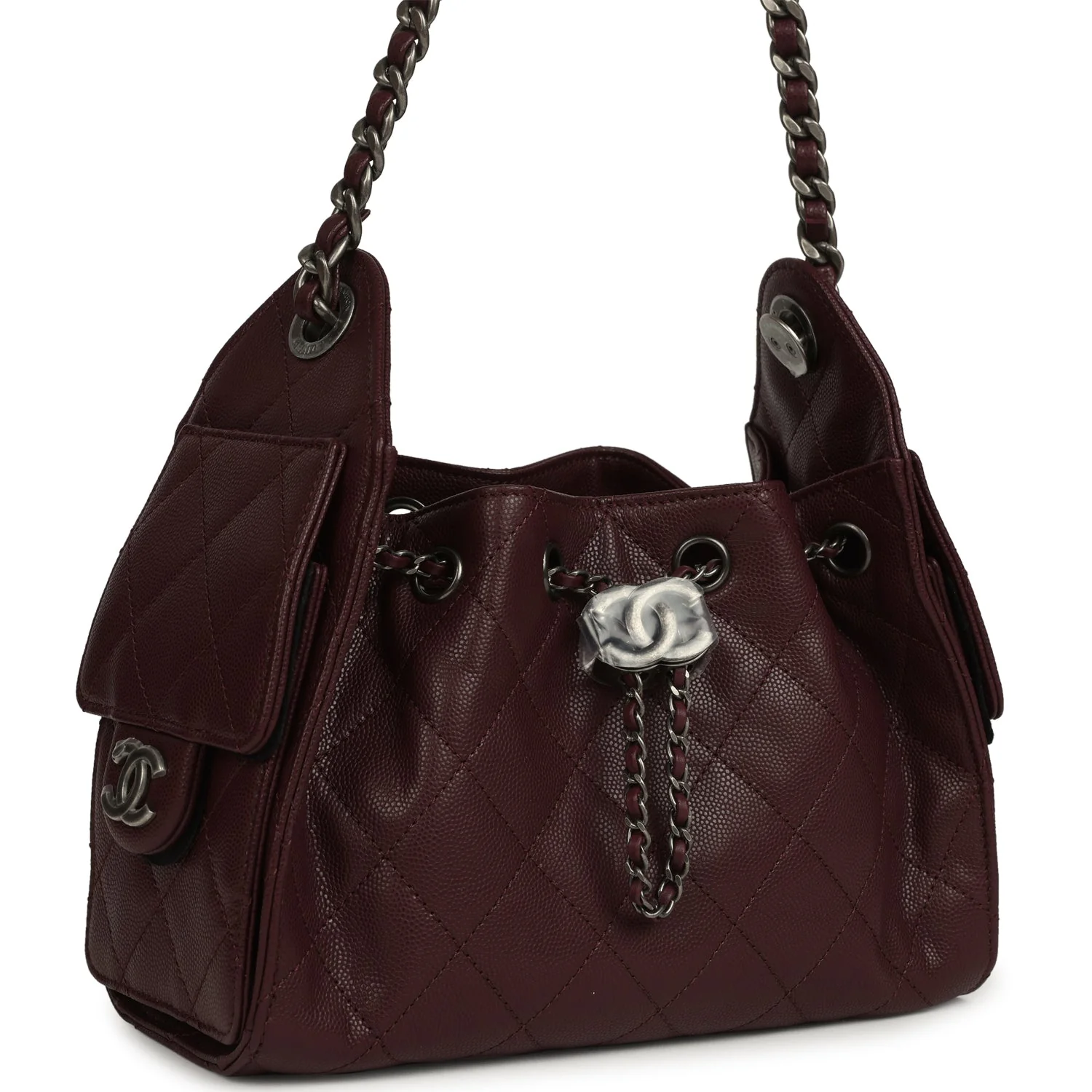 Mini 25 Hobo Bag Burgundy Caviar Aged Ruthenium Hardware
