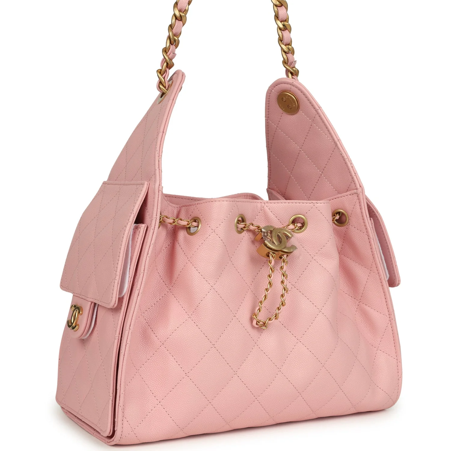 Small 25 Hobo Bag Light Pink Caviar Antique Gold Hardware