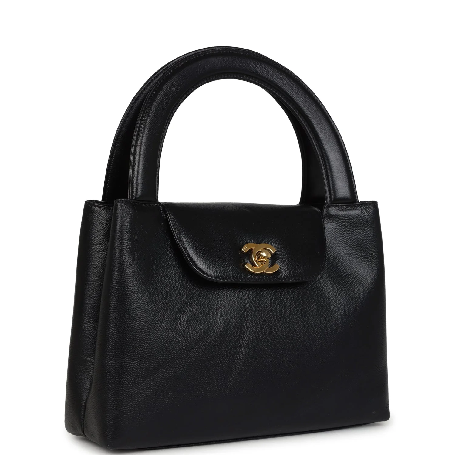 Vintage  Large Kelly Black Caviar Gold Hardware