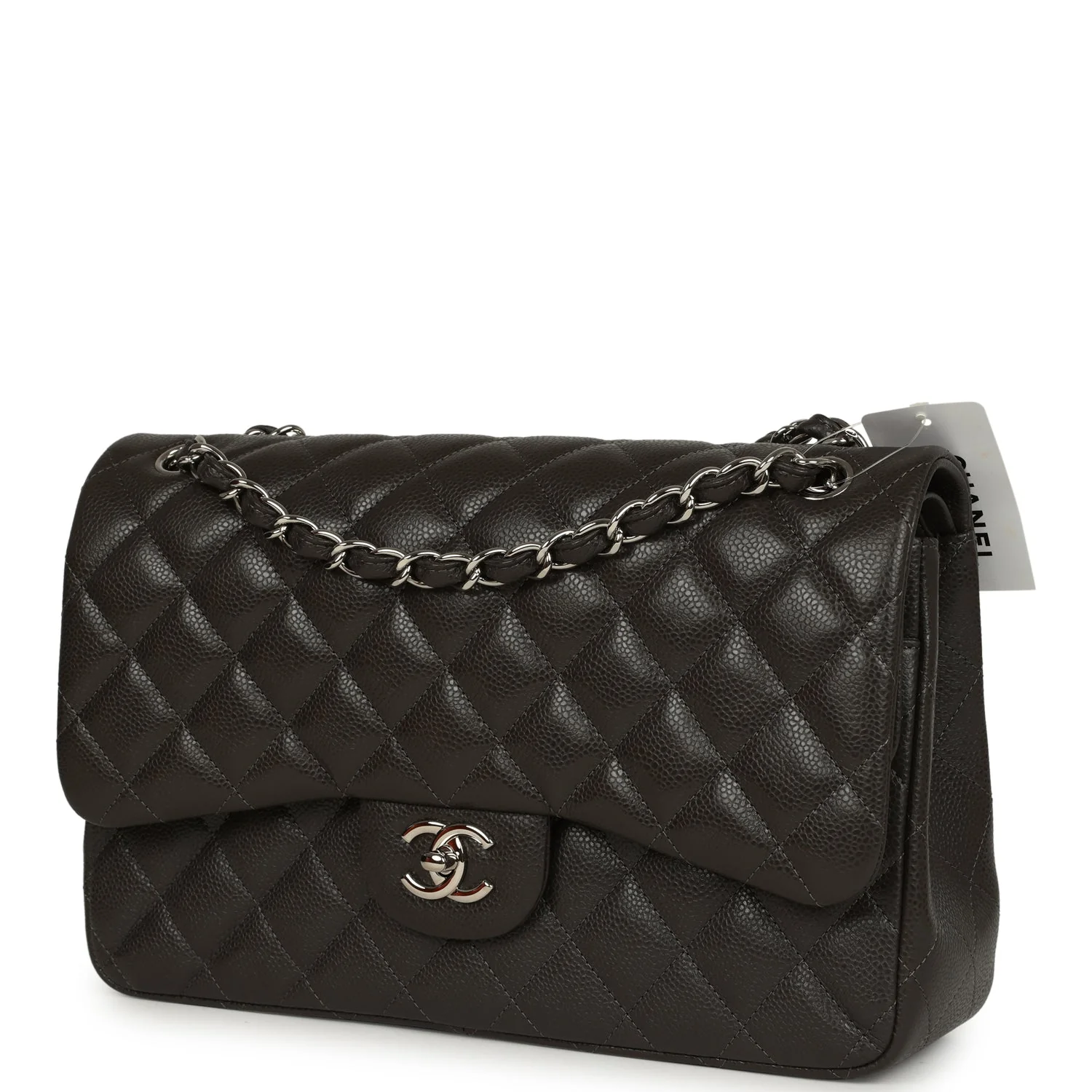 Jumbo Classic Double Flap Bag Dark Grey Caviar Silver Hardware