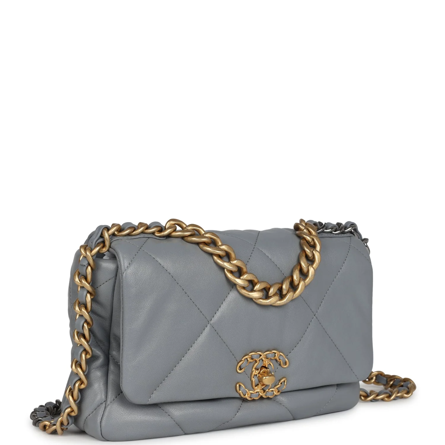 Medium 19 Flap Bag Grey Lambskin Mixed Metal Hardware