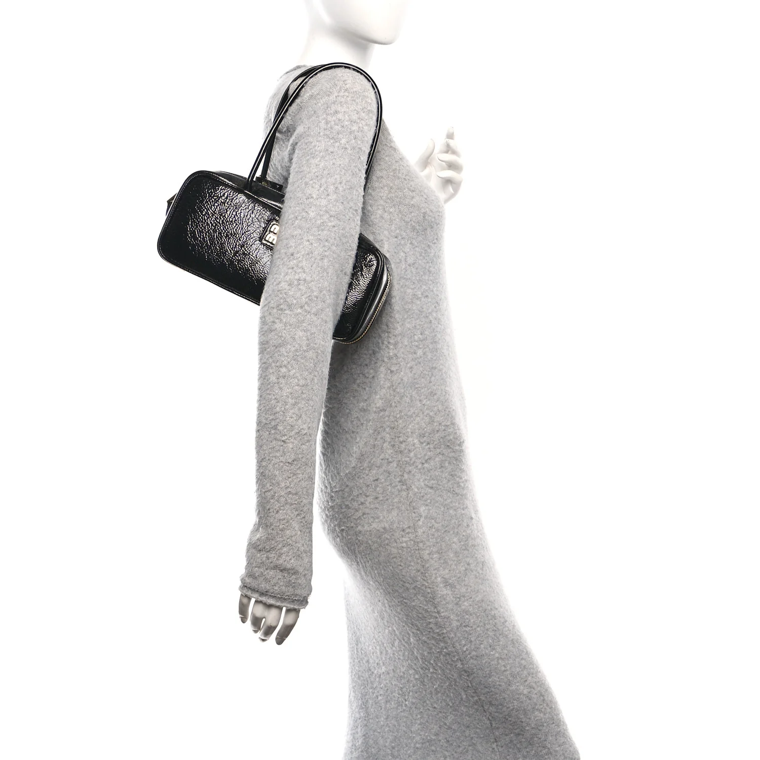 Naplak Patent Small Beau Top Handle Bag Black