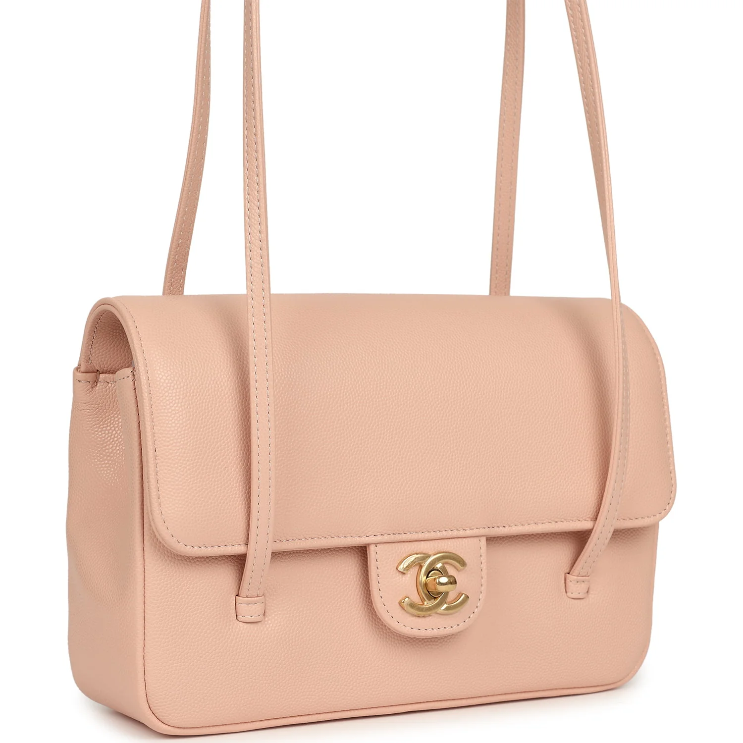 Small Preppy Coco Flap Bag Light Pink Shiny Caviar Brushed Gold Hardware