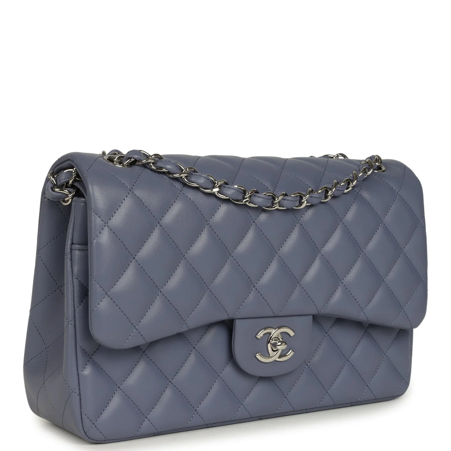 Jumbo Classic Double Flap Bag Purple Lambskin Silver Hardware