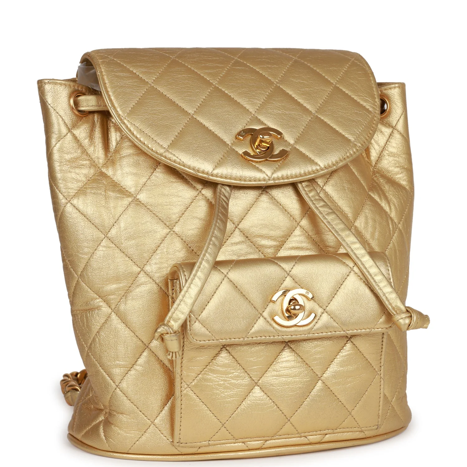 Vintage  Duma Backpack Gold Metallic Lambskin Gold Hardware