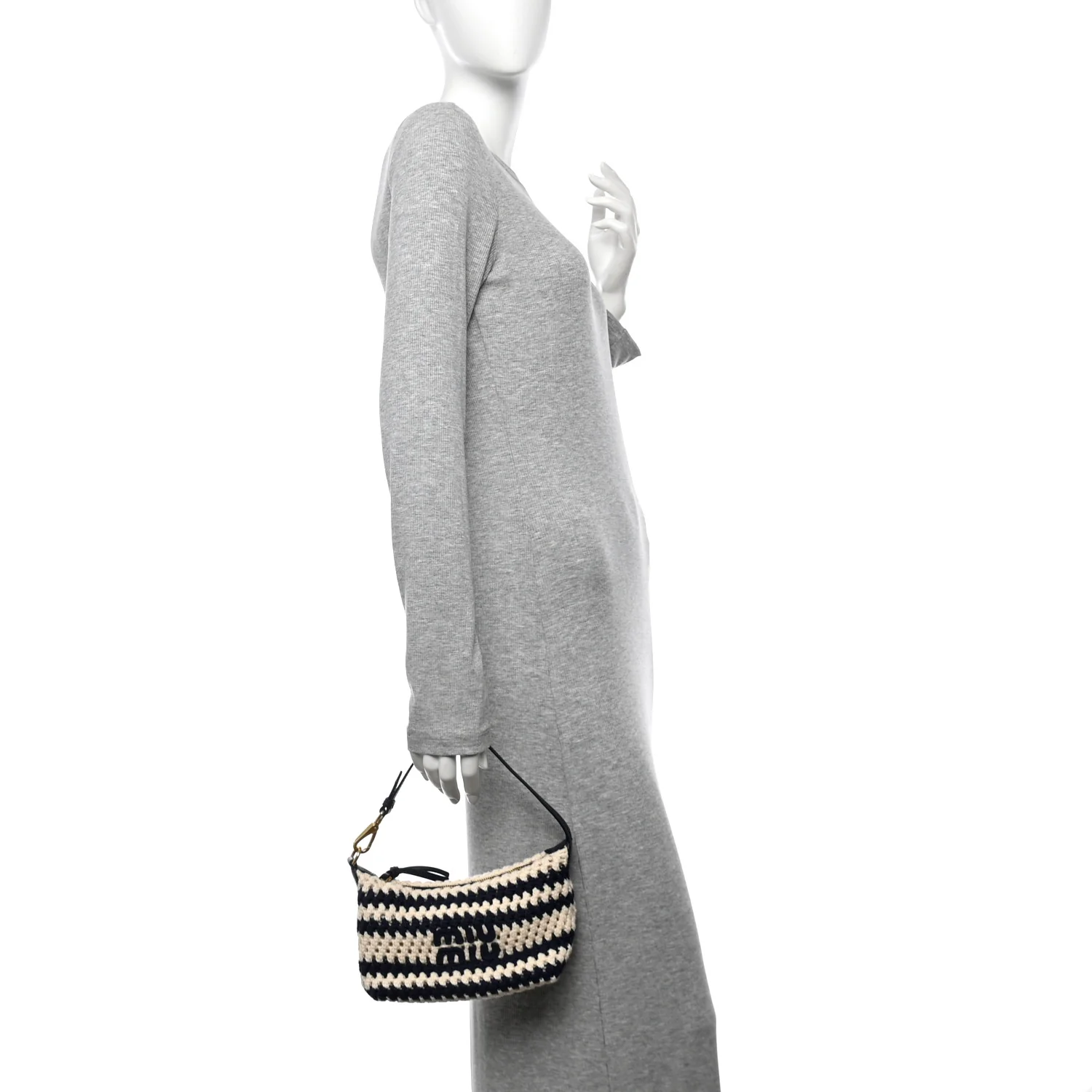Fabric Crochet Pouch Blue White
